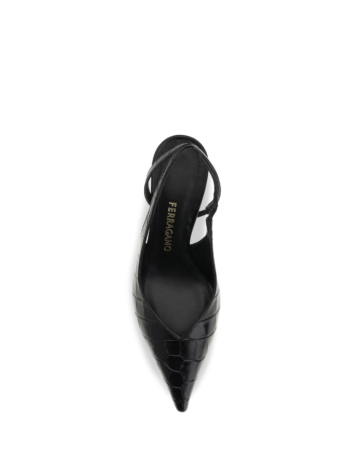 Ferragamo Crocodile-effect leather Slingback Pumps - Black