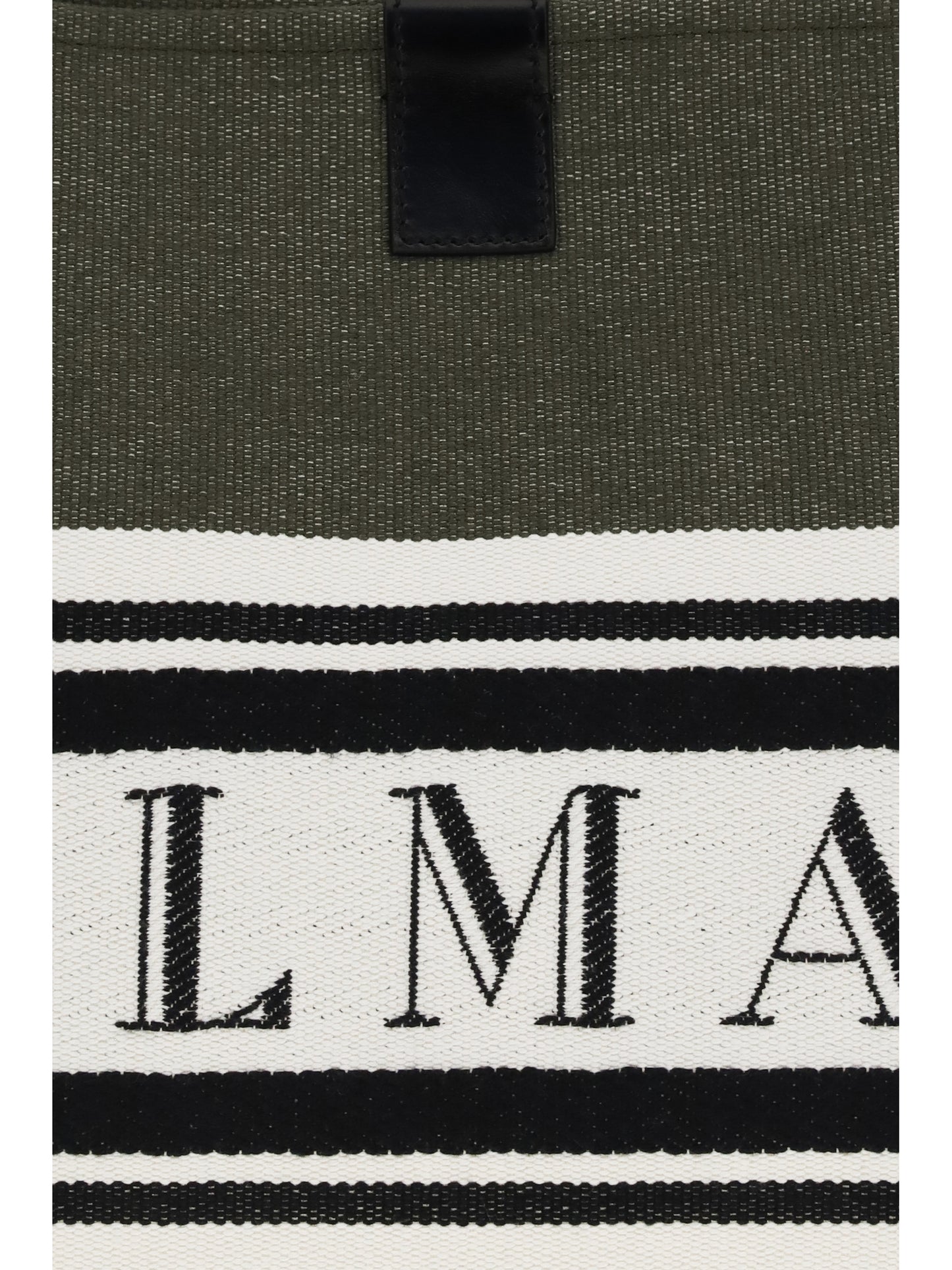 Balmain Medium canvas and leather Release Tote - Uje Dark Olive/ Noir/ Blanc