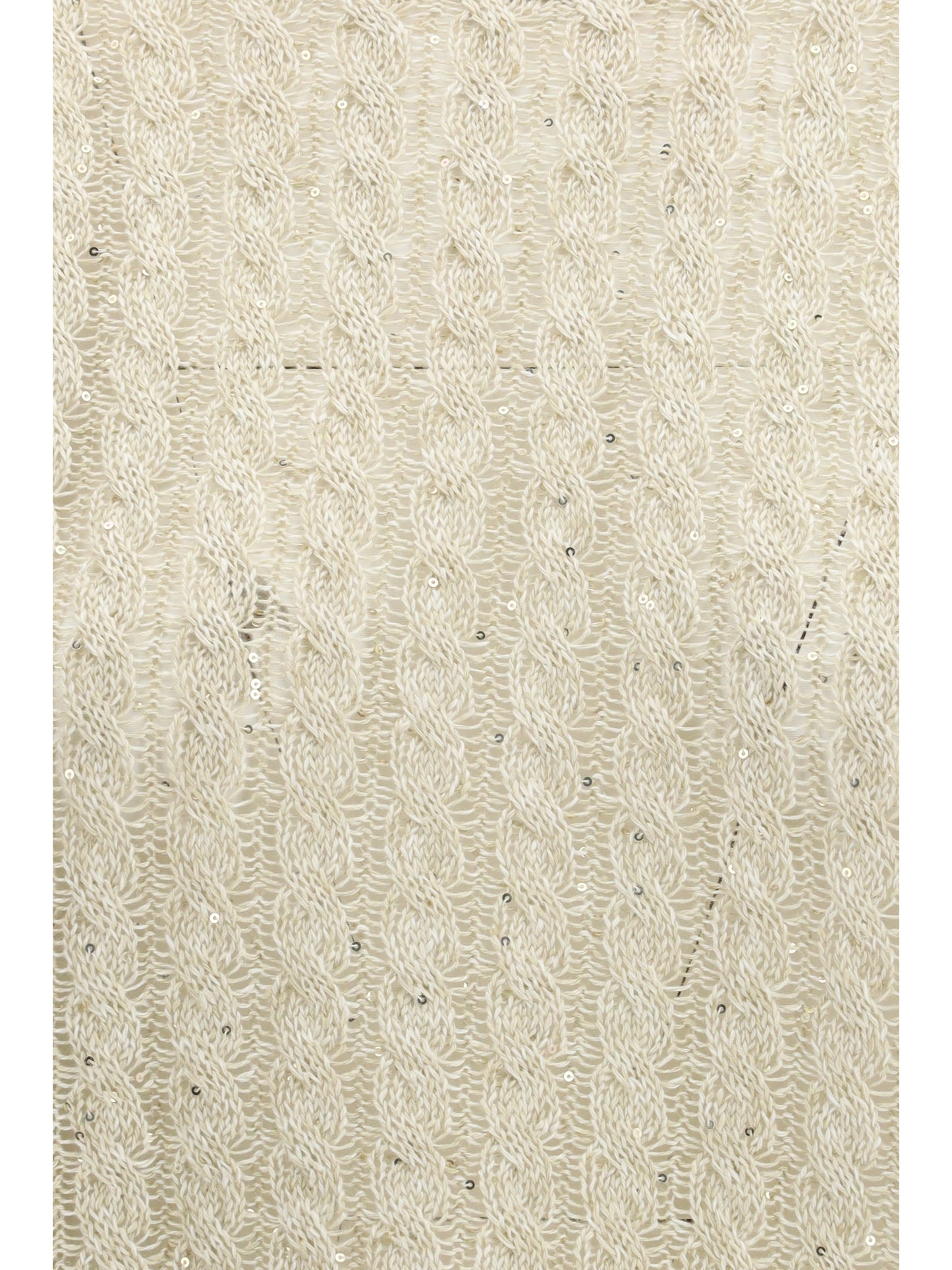 BRUNELLO CUCINELLI Dazzling Cable linen Sweater with openwork ribbing