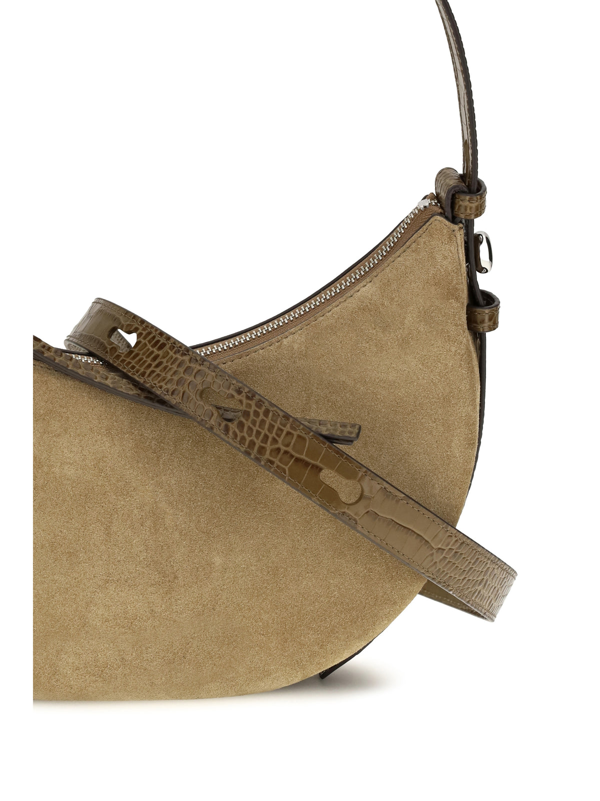 Tory Burch Romy suede crescent Shoulder Bag - Stone