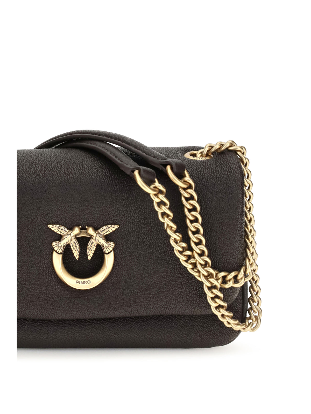 Pinko Medium Love Bag Click Soft Horizontal Shoulder Bag - Brown Marasca-Antique Gold