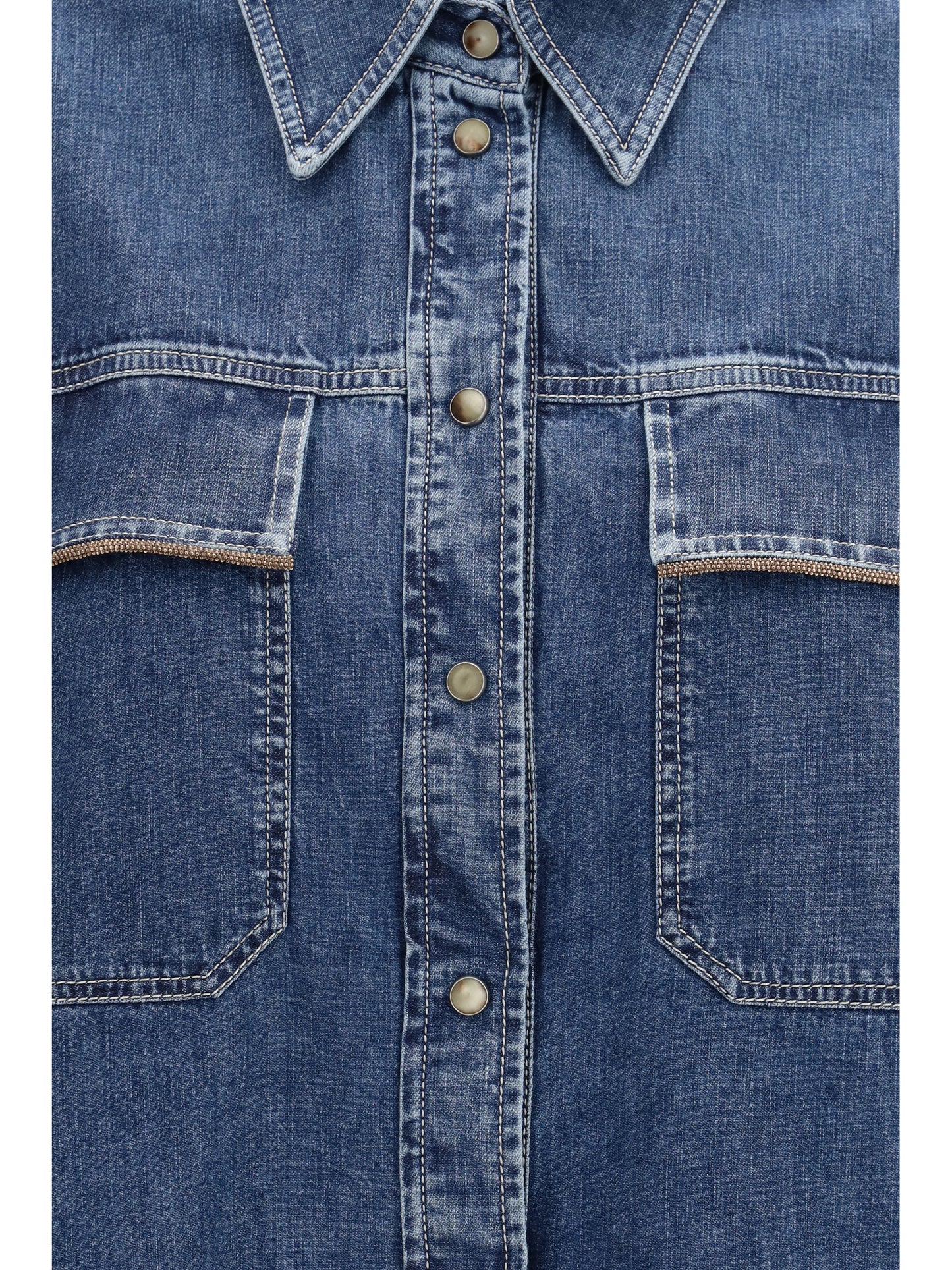 BRUNELLO CUCINELLI Denim Shirt with jewel details