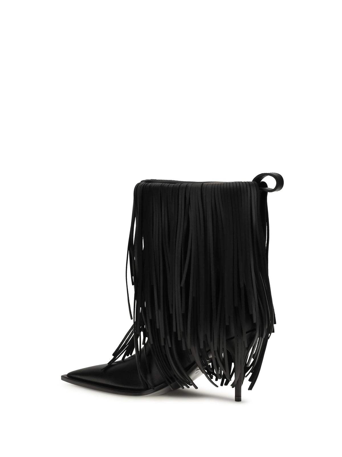 Balenciaga Avenue Fringe Ankle Boots - Black