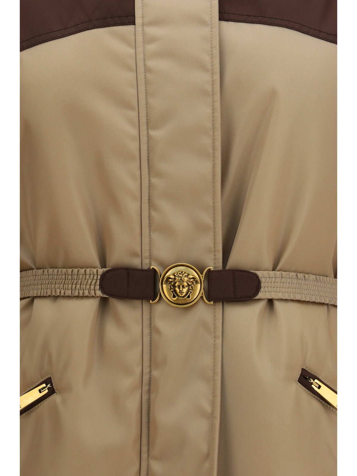 Versace Responsible Jacket in nylon twill - Intense Cocoa+Beige
