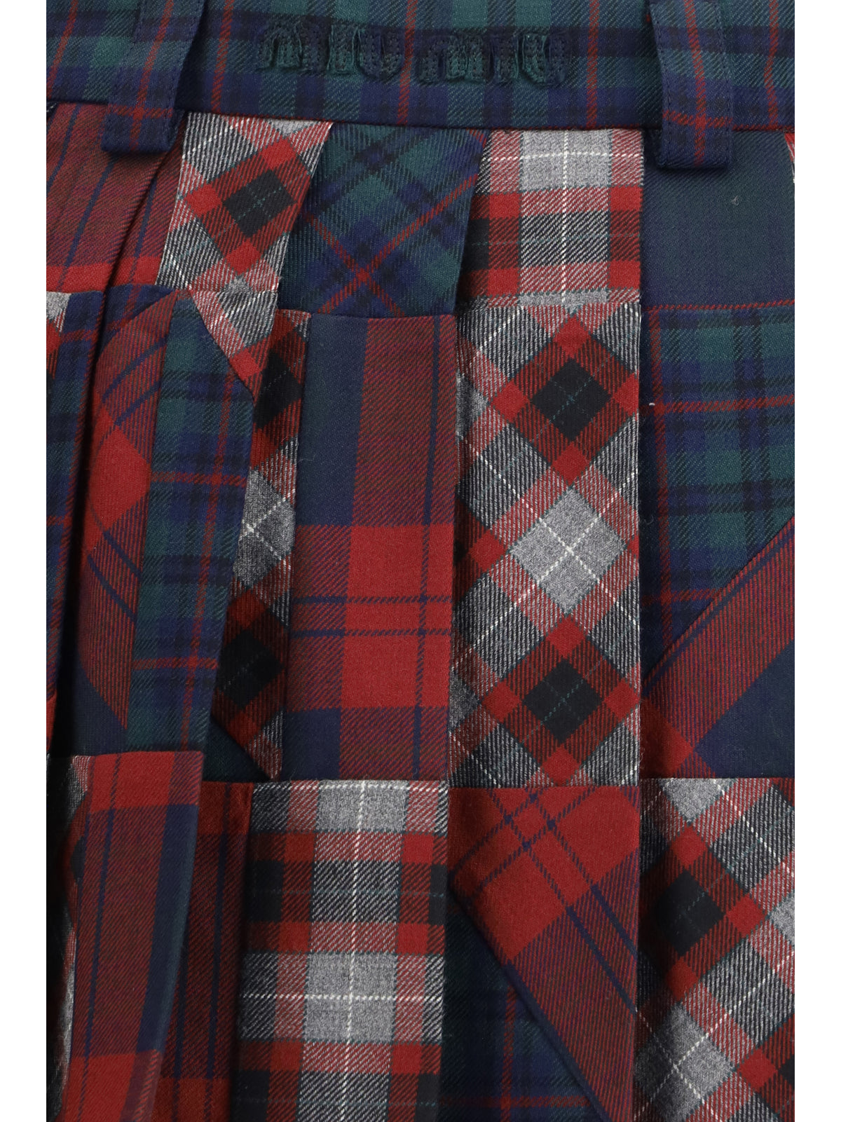 Miu Miu Pleated patchwork tartan mini Skirt - Multicolor