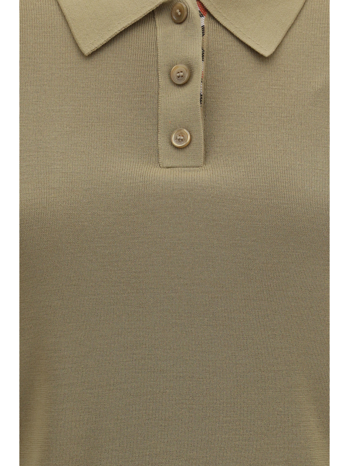 Burberry Knit Polo with Check trim - Flax