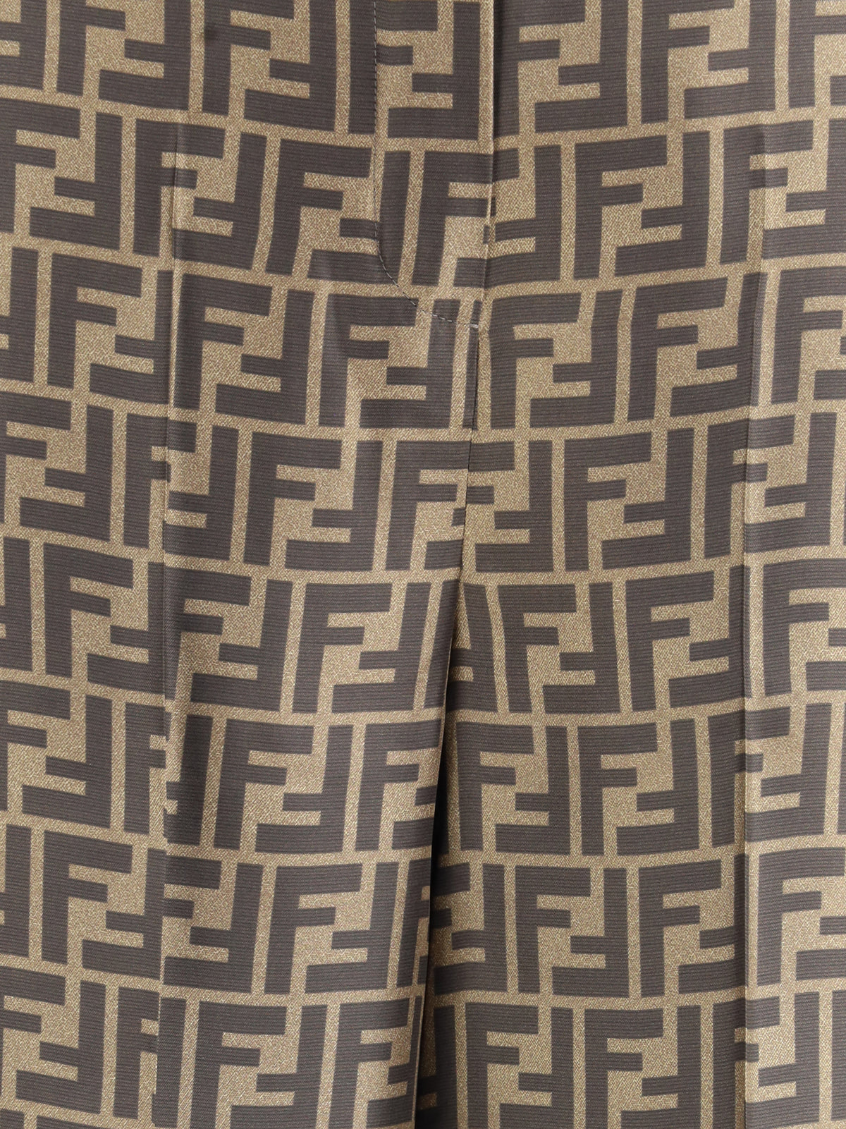 Fendi Monogram pattern silk Pants - Tobacco