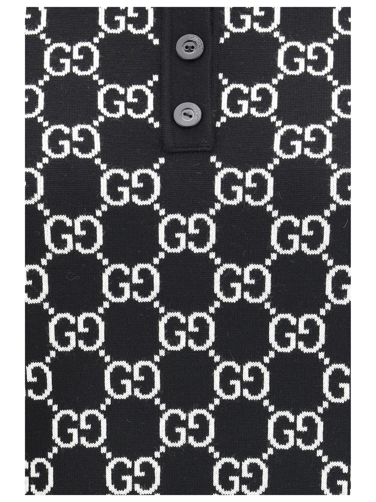 Gucci GG wool jacquard Polo Top - Black/White