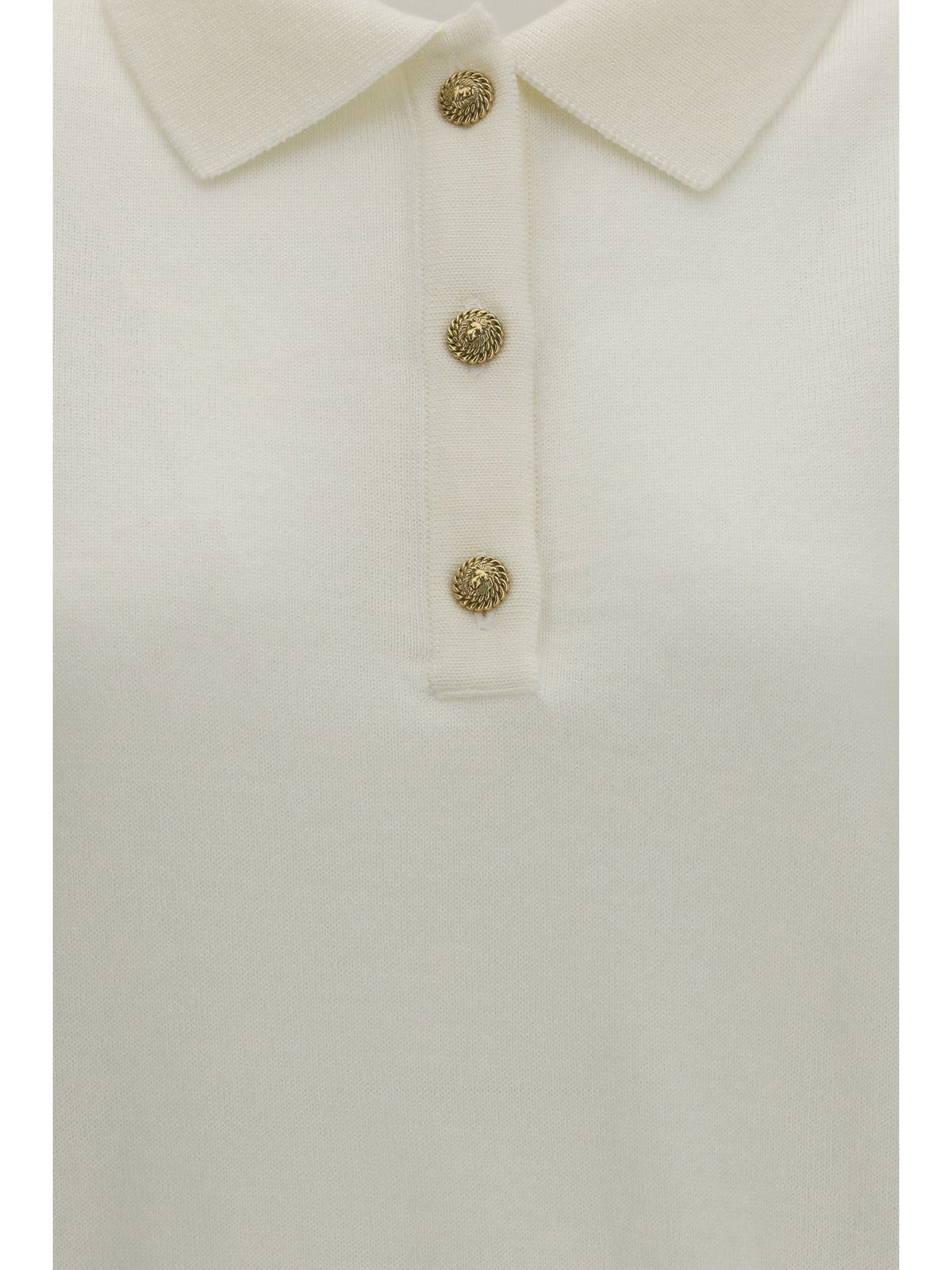 Balmain Wool Polo with vintage buttons - Blanc