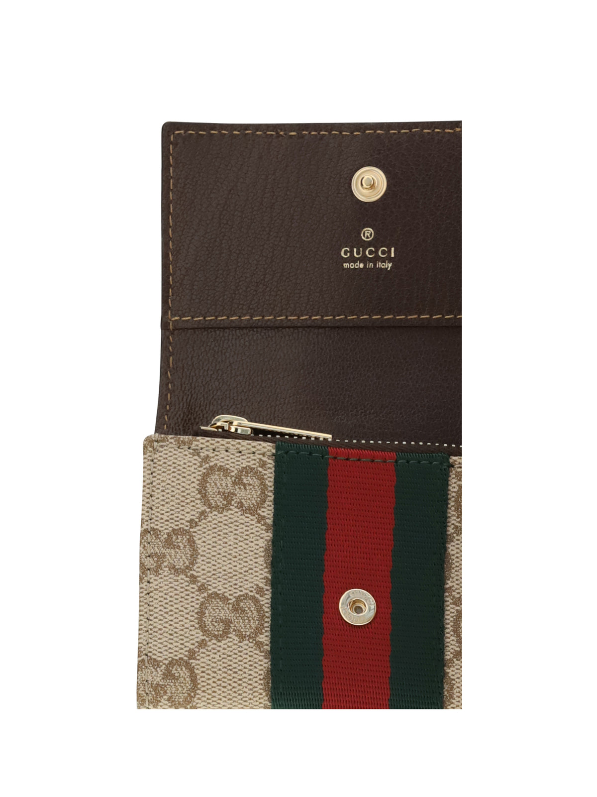Gucci Web bi-fold Card Holder - Vin.San.Br/Dk.Br/Vrv