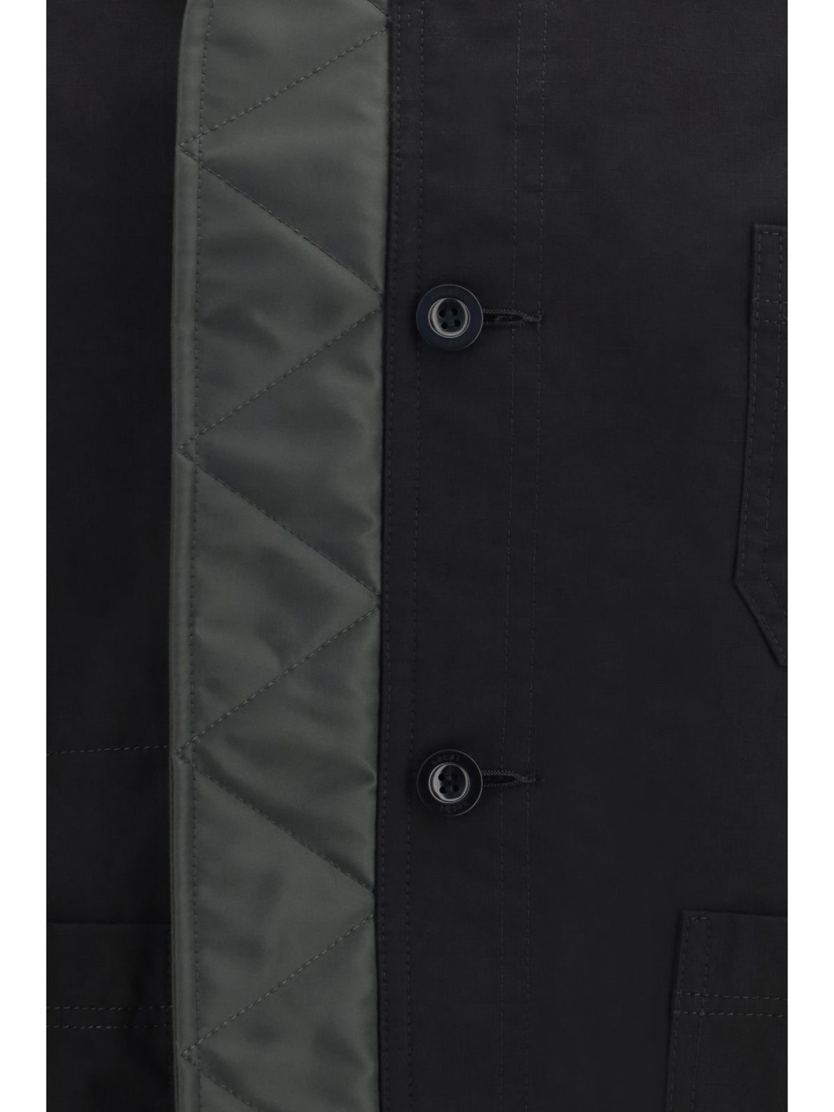 Sacai Nylon ripstop twill Bomber Jacket - Black×D/Khaki