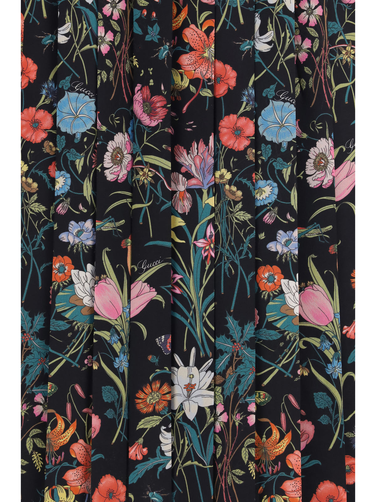 Gucci Flora printed silk midi Skirt - Black/Multicolor/Mc