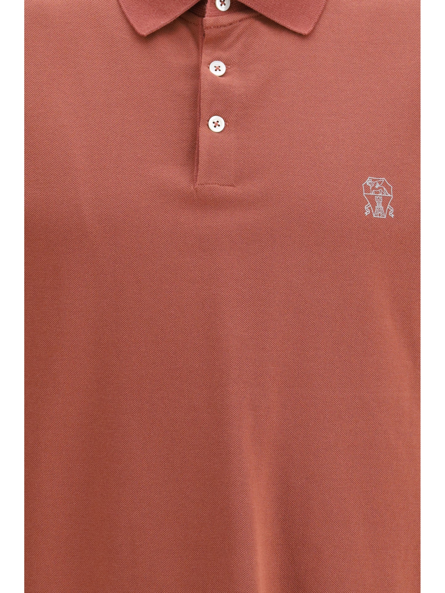 Brunello Cucinelli Cotton Polo - Corallo+Grigio