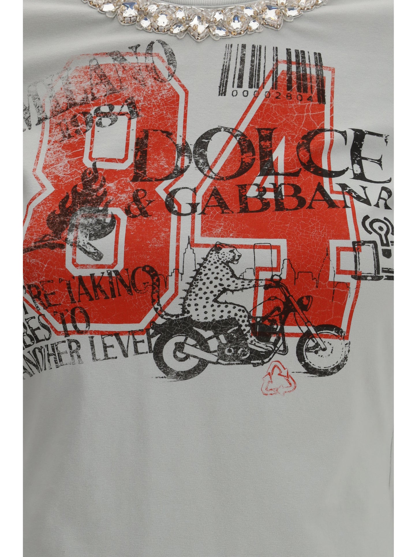 DOLCE & GABBANA Jersey T-shirt with print and crystals