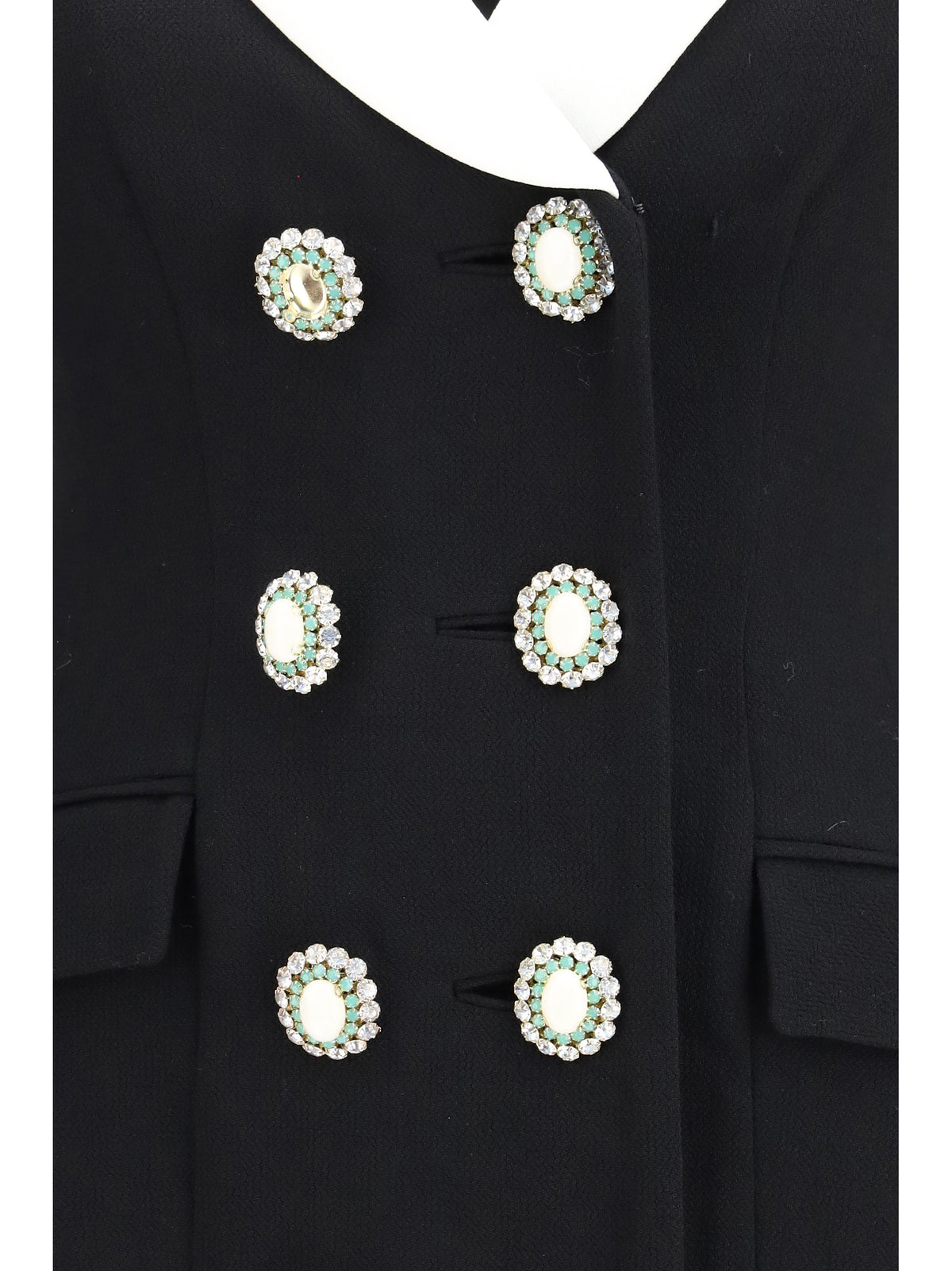 Self-Portrait Long double-breasted Blazer with contrast neckline - Black