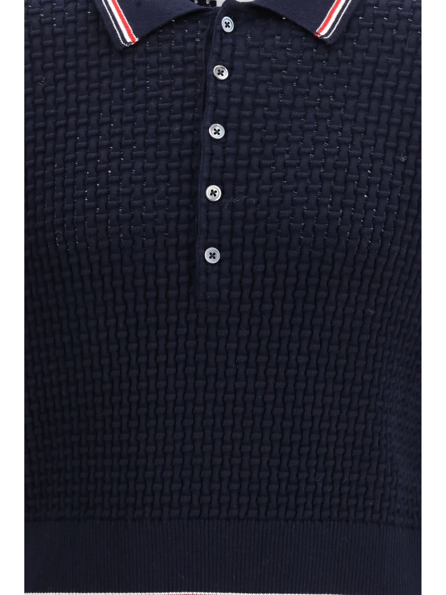 THOM BROWNE Woven cotton Polo Shirt