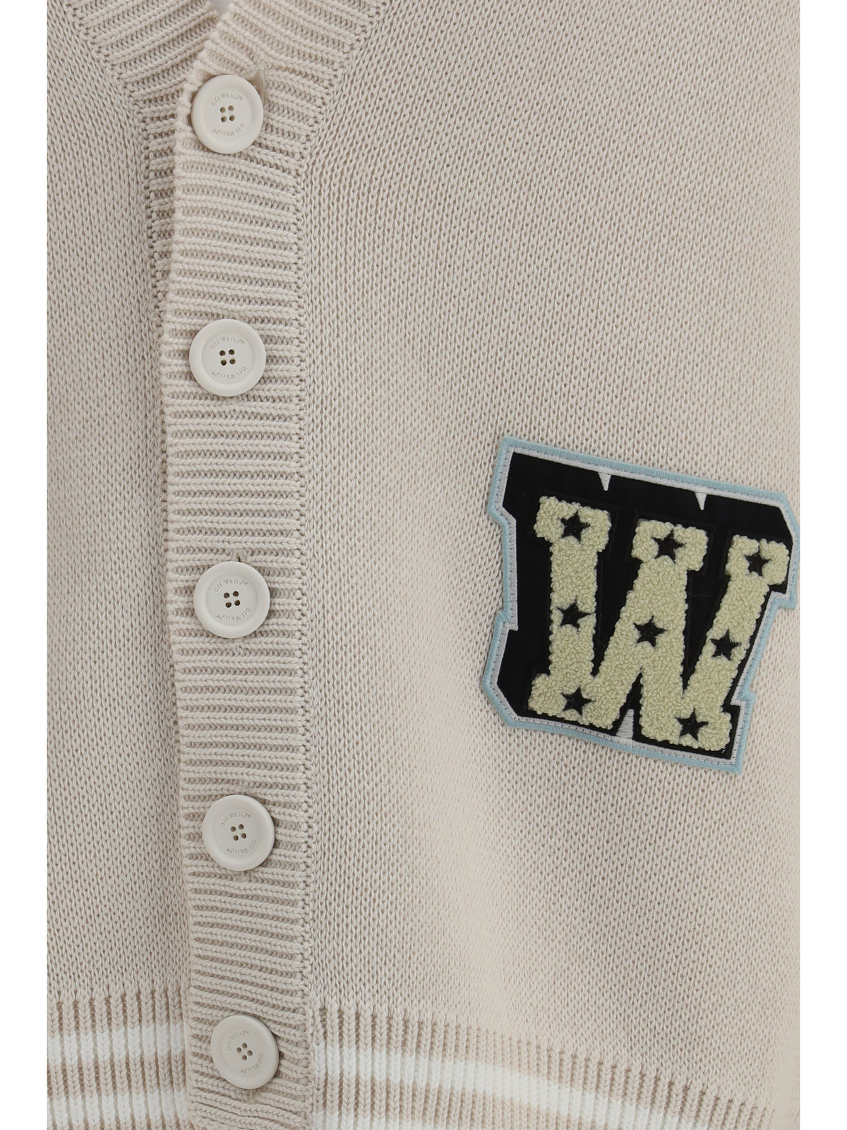 Off-White Star Logo Diagonal Varsity Cardigan - Cream