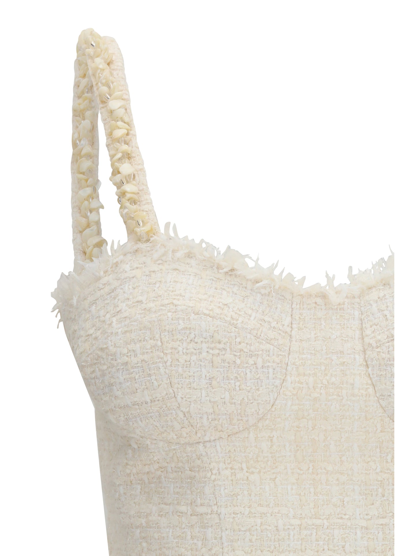 BALMAIN Tweed Top with pearl straps