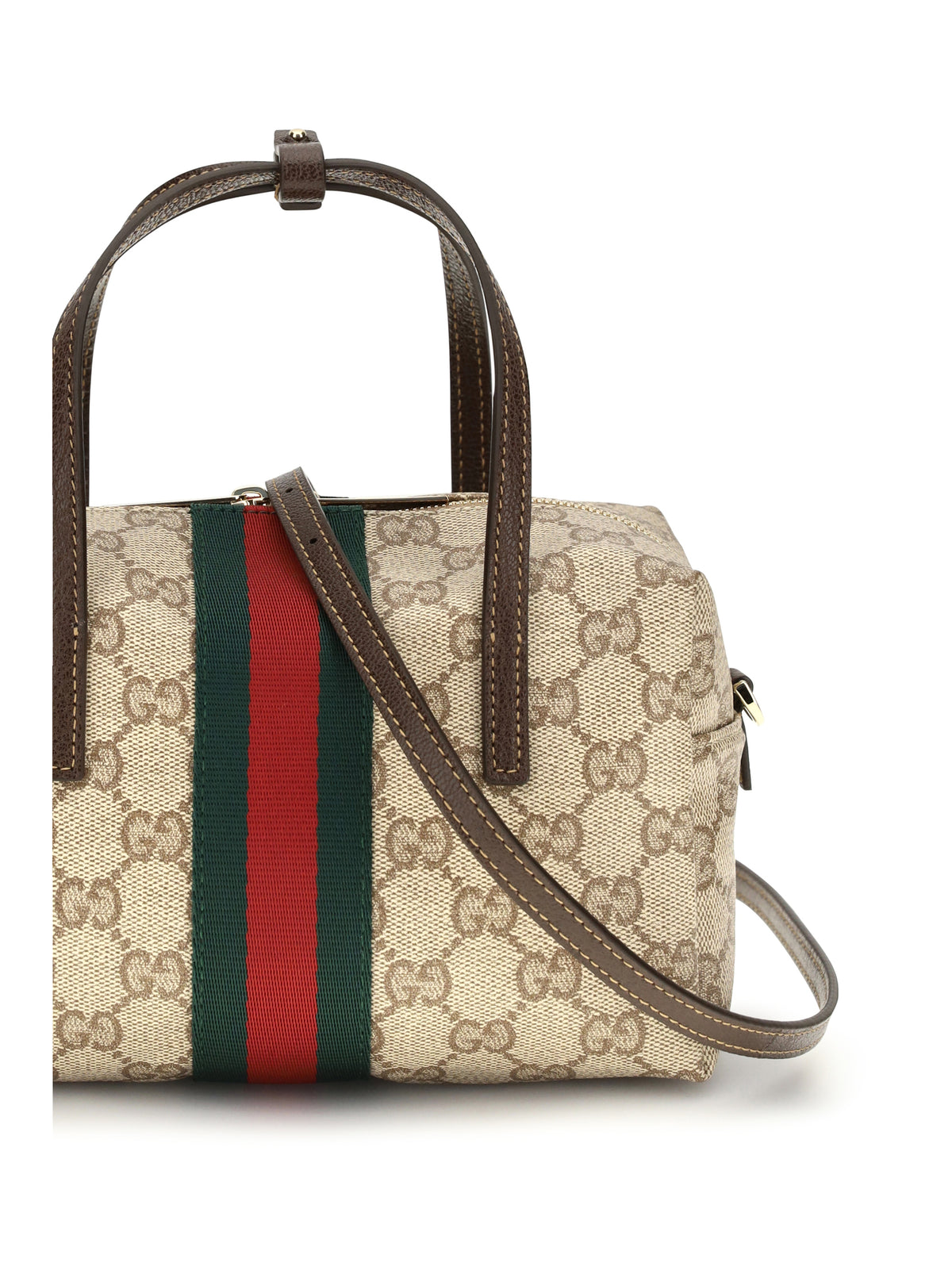 Gucci Mini Boston Handbag with Web stripe - Vin.San.Br/Dk.Br/Vrv