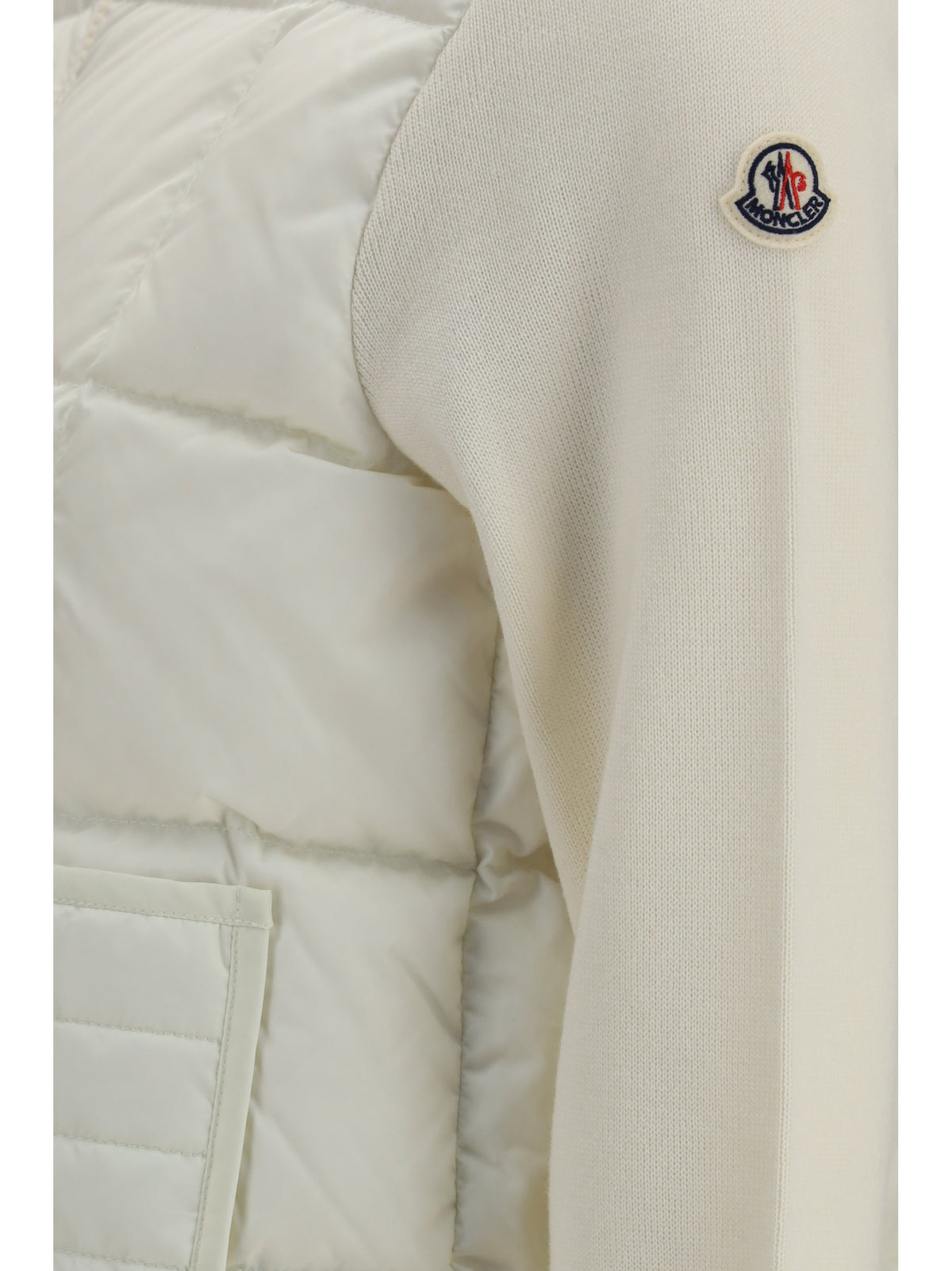 Moncler Quilted wool Padded Cardigan with zip - Natural