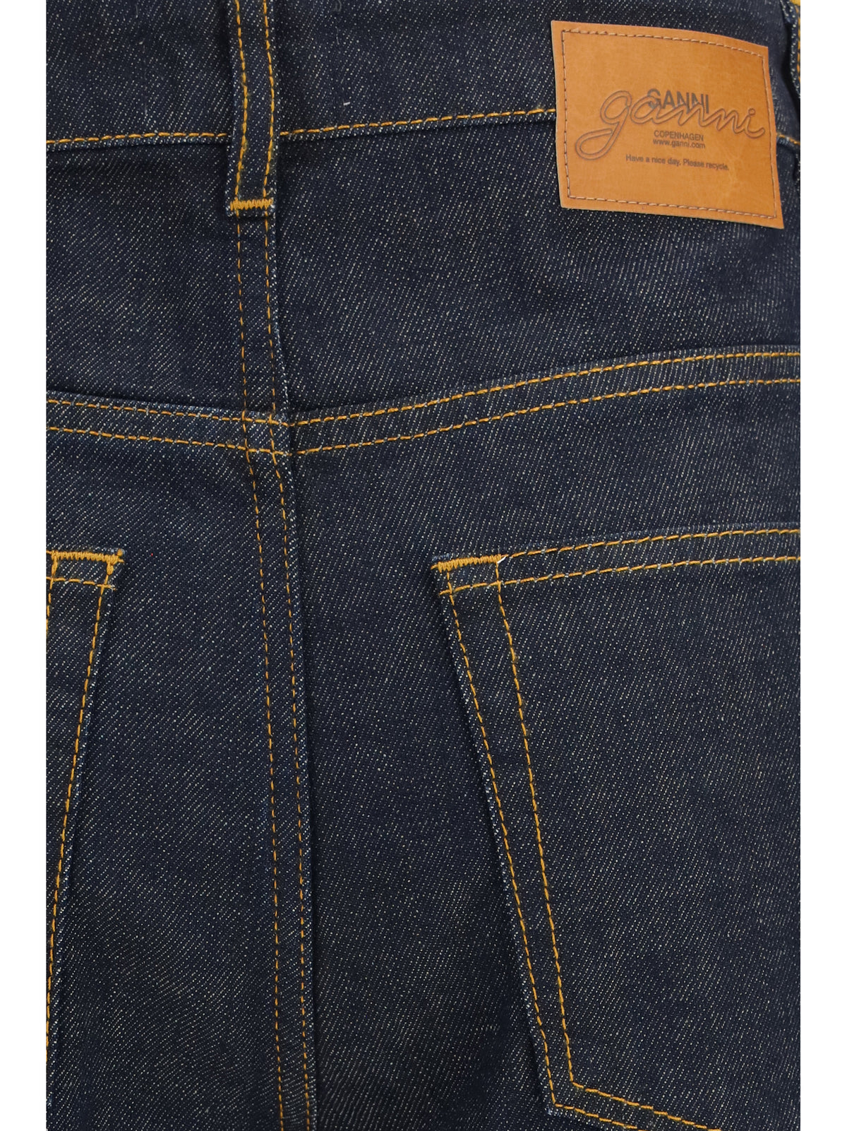 Ganni Slub Denim Fold Jeans - Rinse