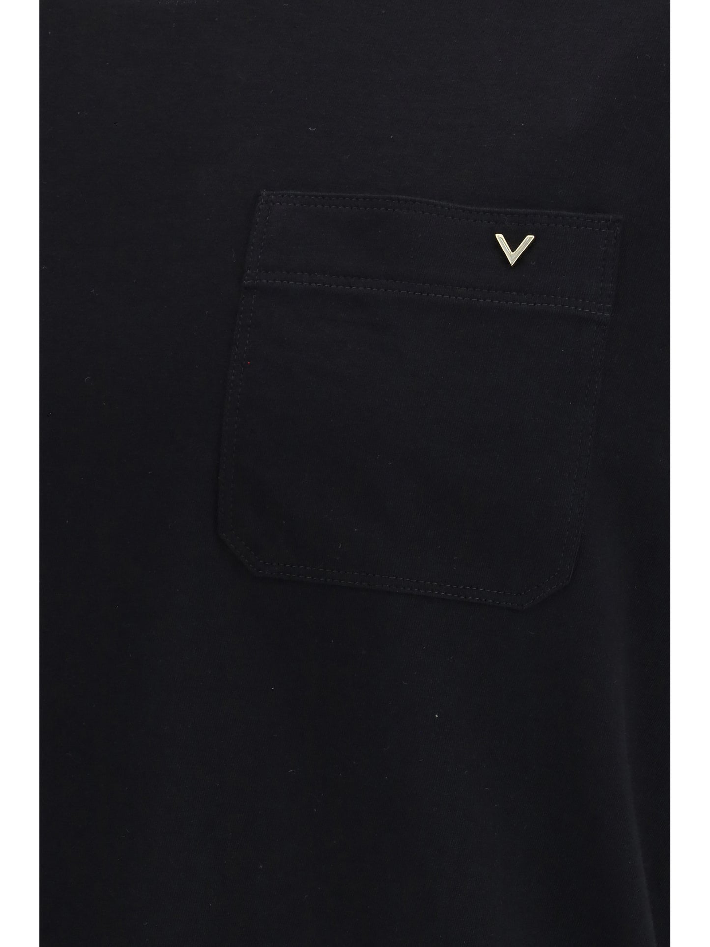 Valentino Cotton T-shirt with VGold - Black