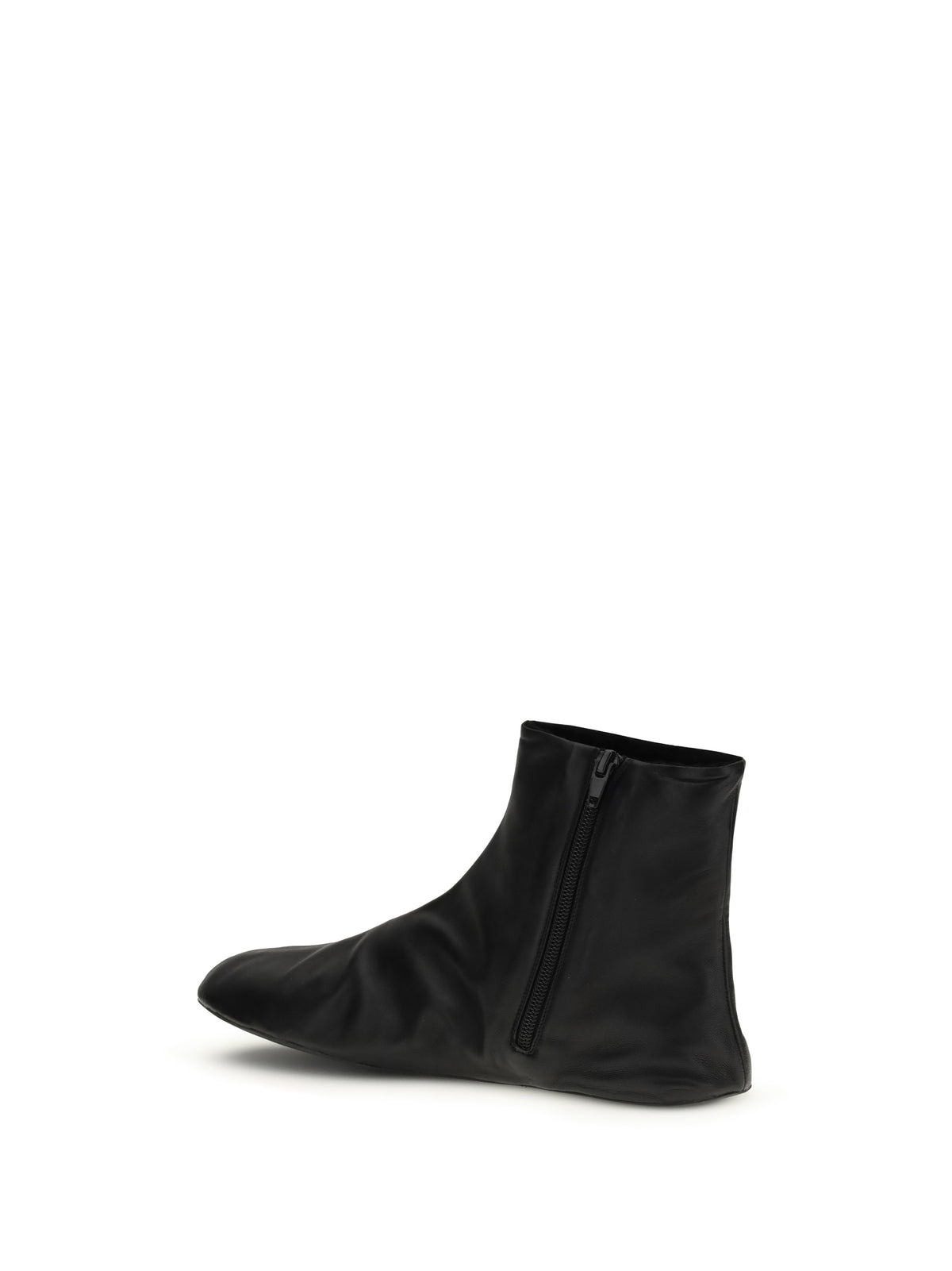 The Row Leather ankle Boots lined with soft shearling - Black