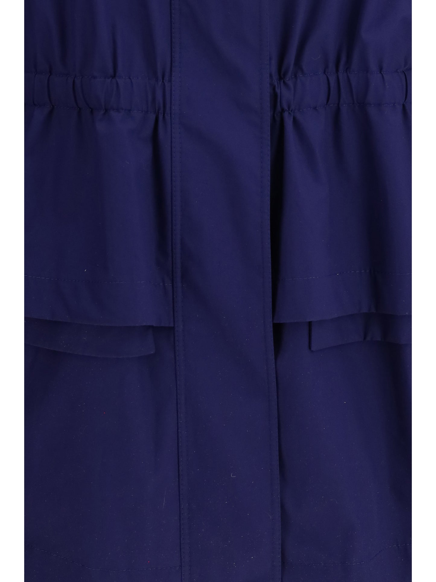 FENDI Midi poplin Parka in cotton with logo embroidery