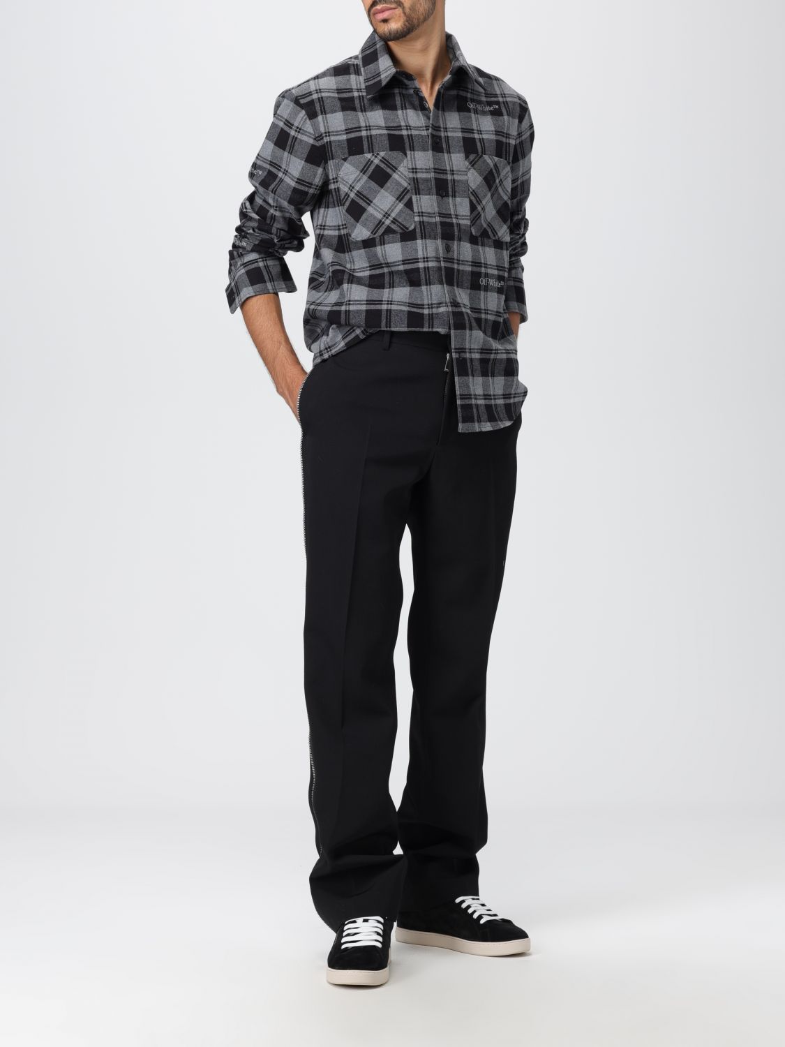 Off White Pants Men Black