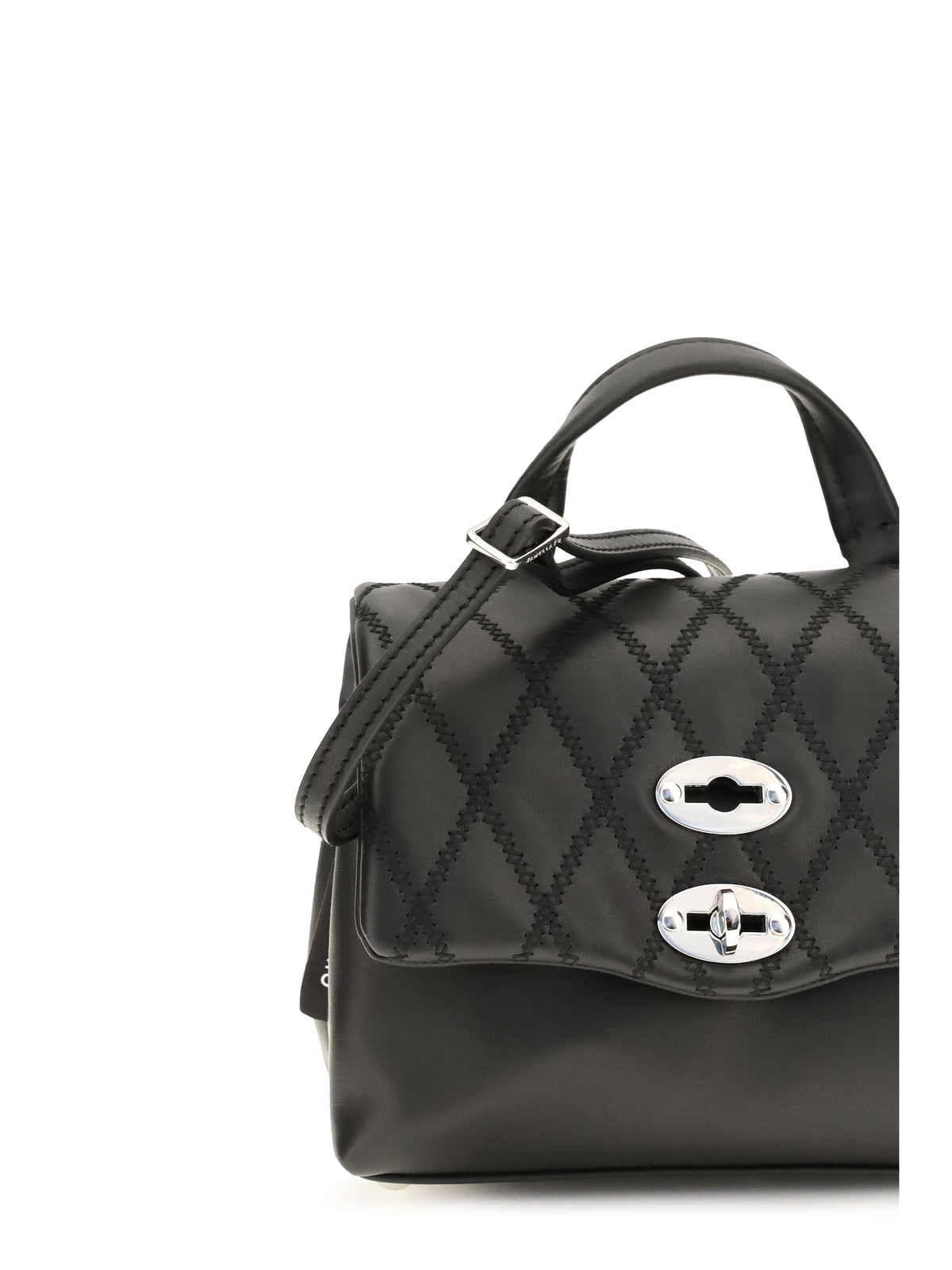 Zanellato Mini Postina Tramè leather Top Handle Bag - Black Riso Venere