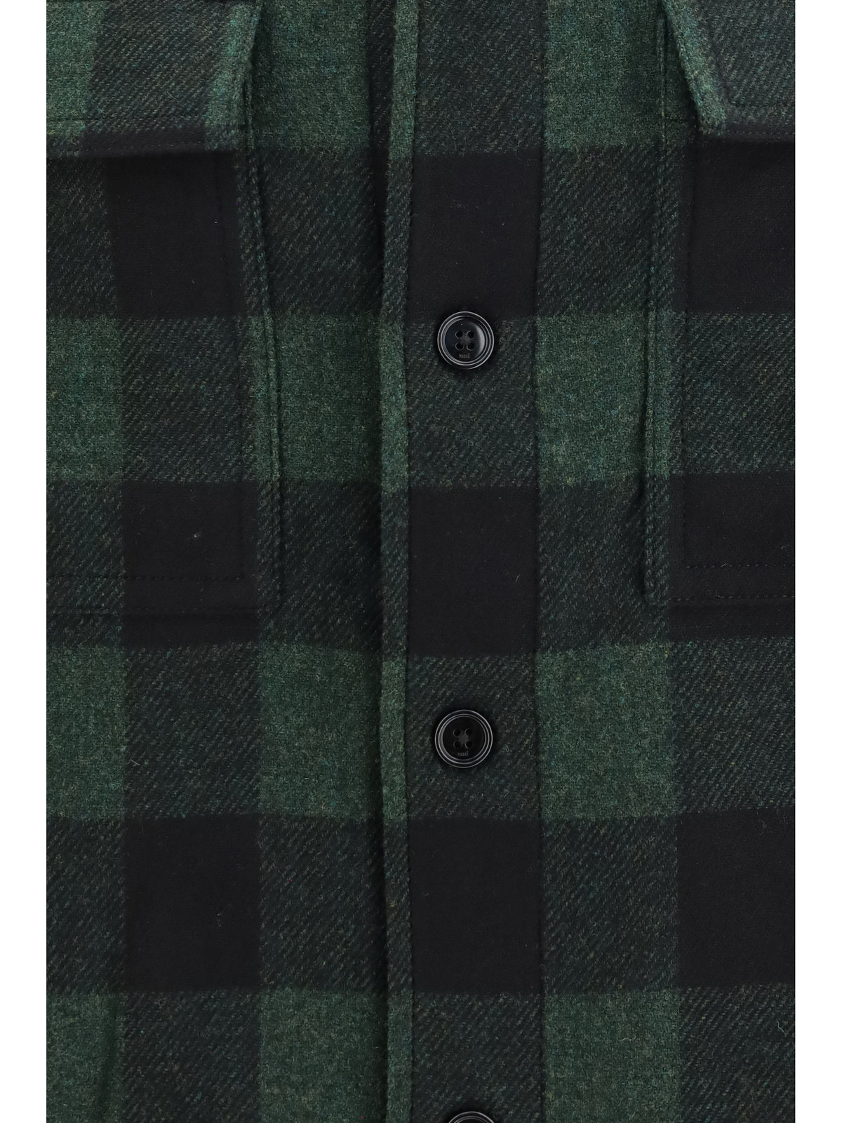 Ami Paris Checked virgin wool Shirt - Vert Bouteille/Noir