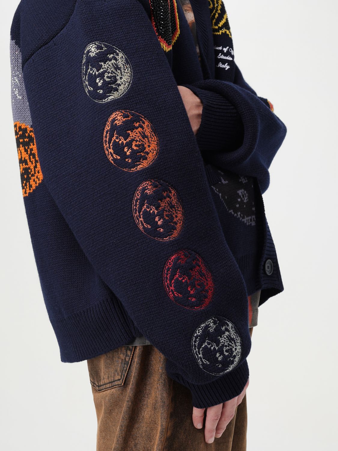 Off White Cardigan Men Navy