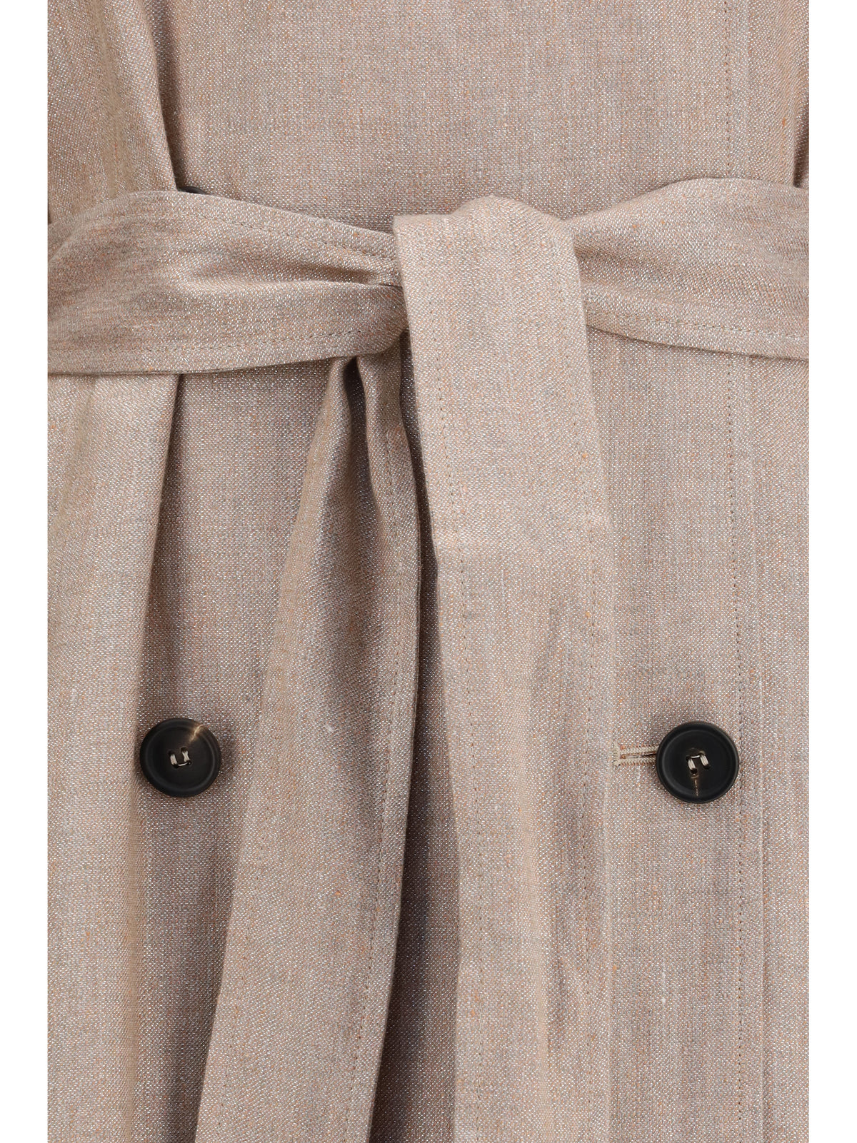 Brunello Cucinelli Linen Trench coat with lurex - Pink Silver