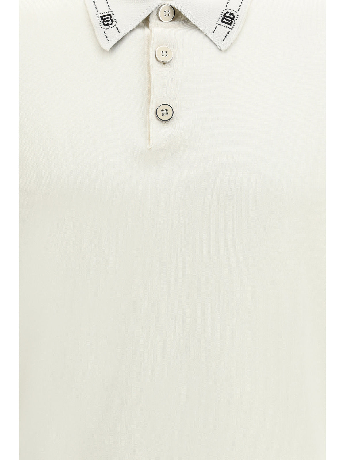 Dolce & Gabbana Silk Polo with collar and short sleeves - White Natural