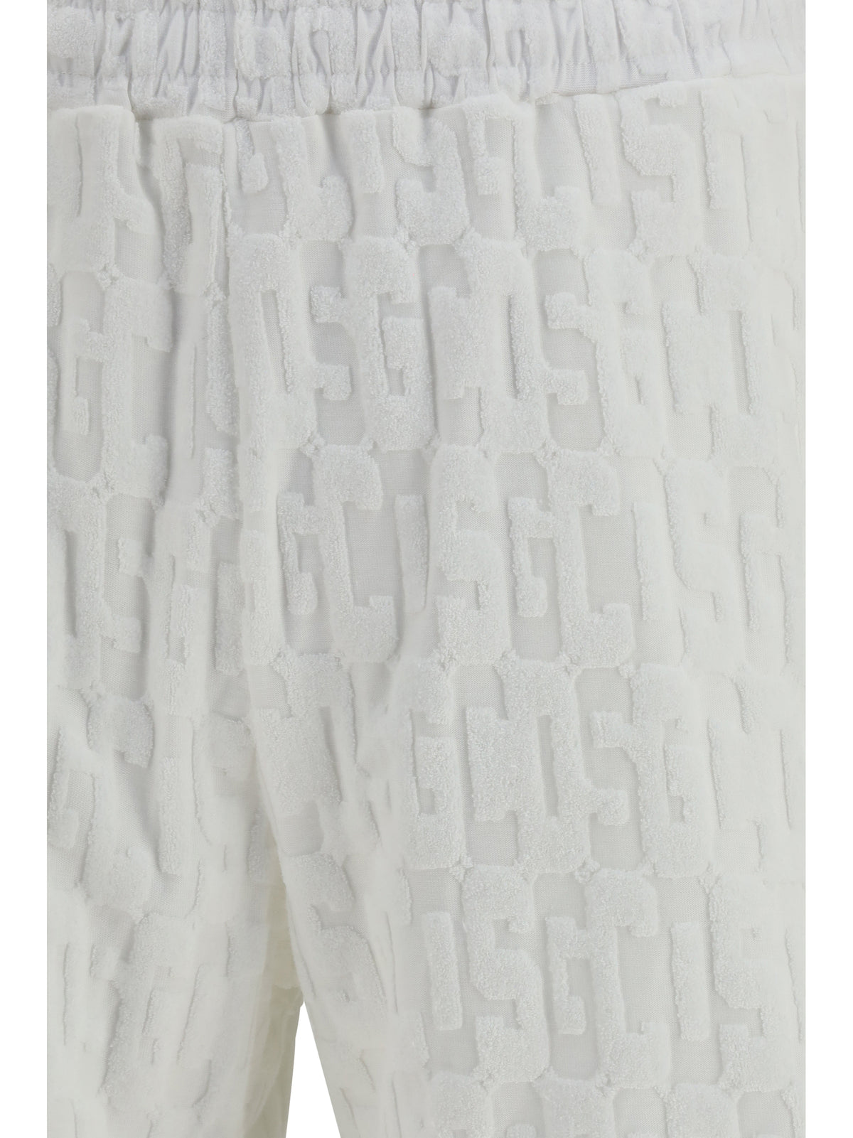 GCDS Shorts with all-over monogram - Optic White/White