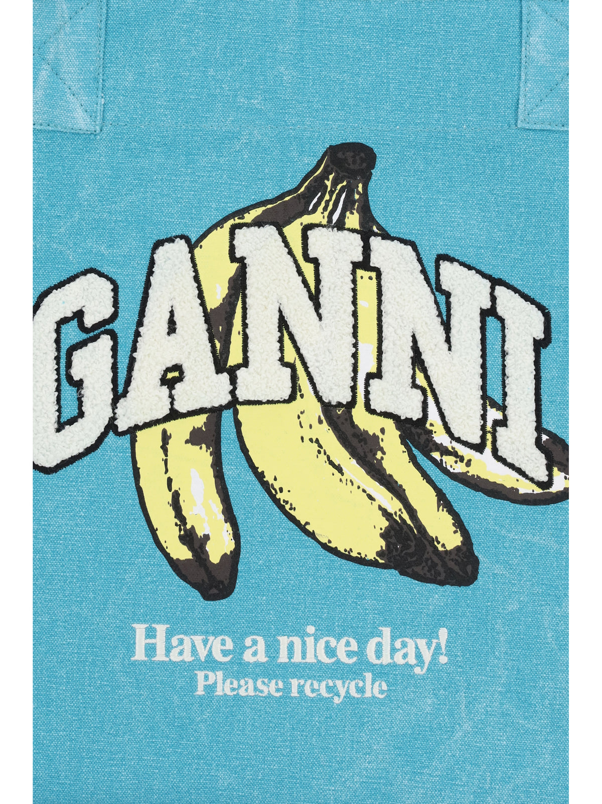 Ganni Medium Banana print Tote Bag - Blue Curacao