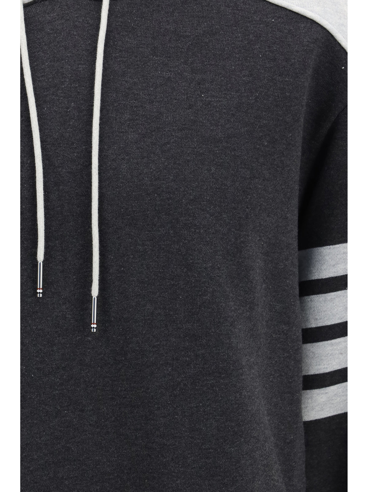 Thom Browne Loopback Colorblock Hooded Sweatshirt - Dark Grey / Pale Grey