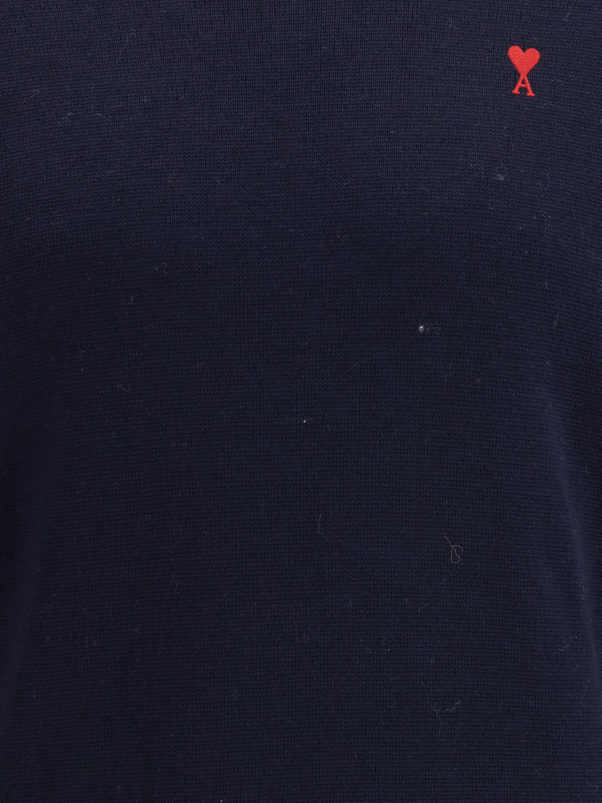 Ami Paris Pull Col Rond Ami De Coeur - Marine/Rouge