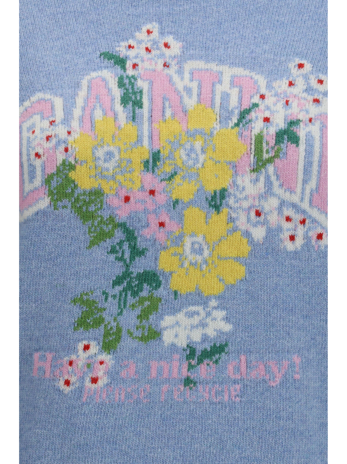 Ganni Flowers wool Sweater - Blue Bonnet