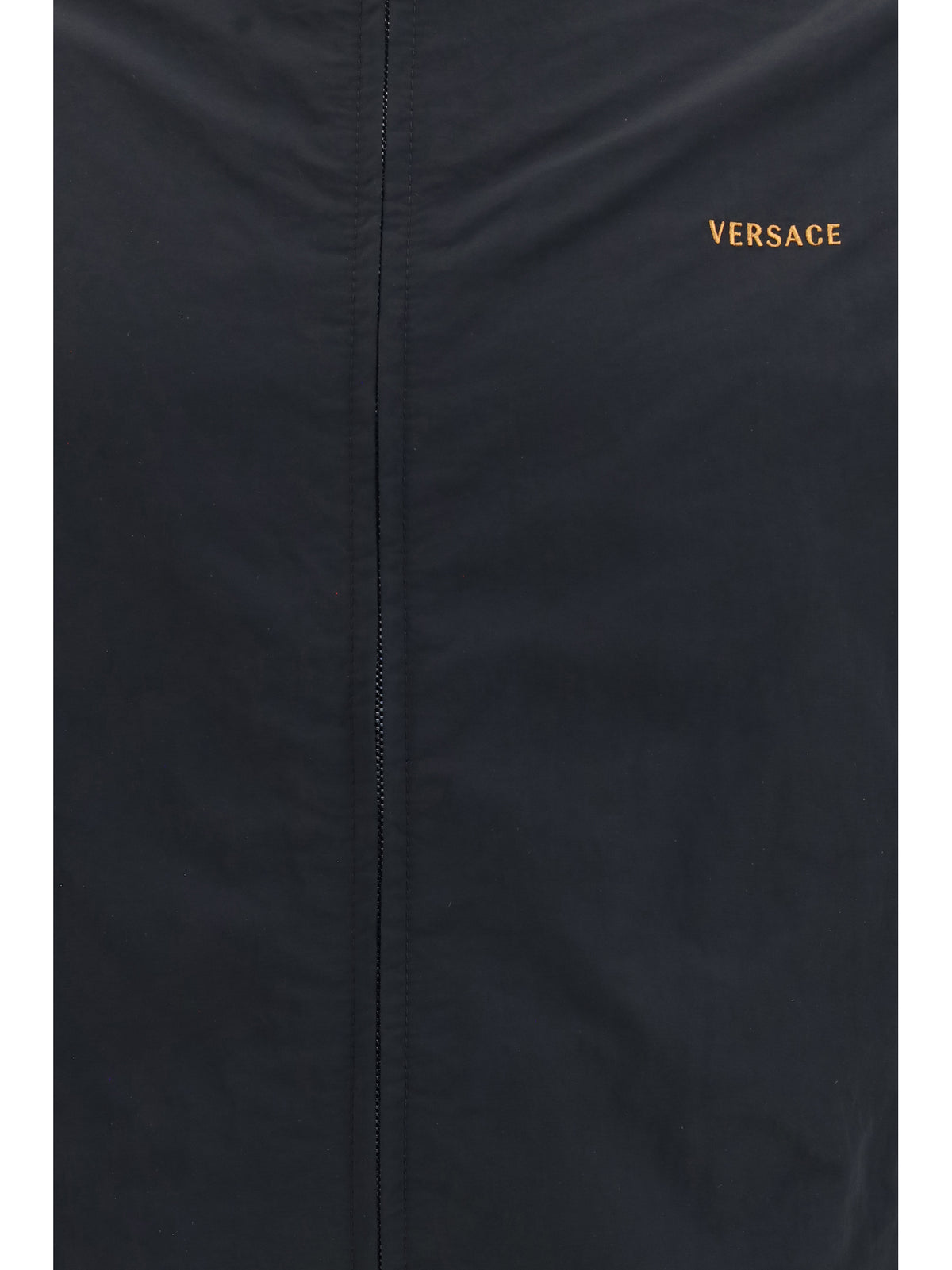 Versace Nylon Blouson Jacket with embroidered logo - Black
