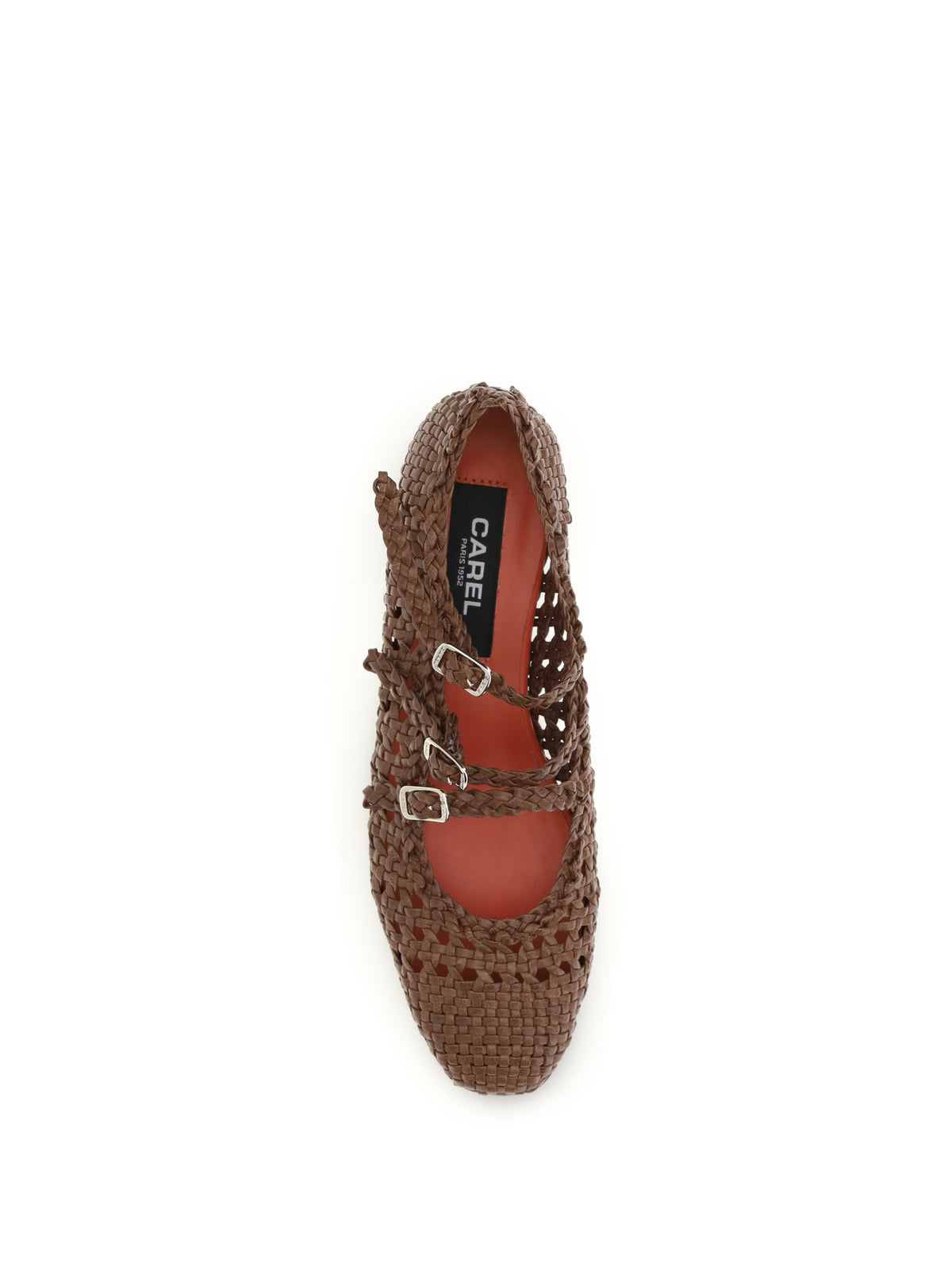 Carel Paris Woven leathe Mary Jane Ballerinas - Cognac
