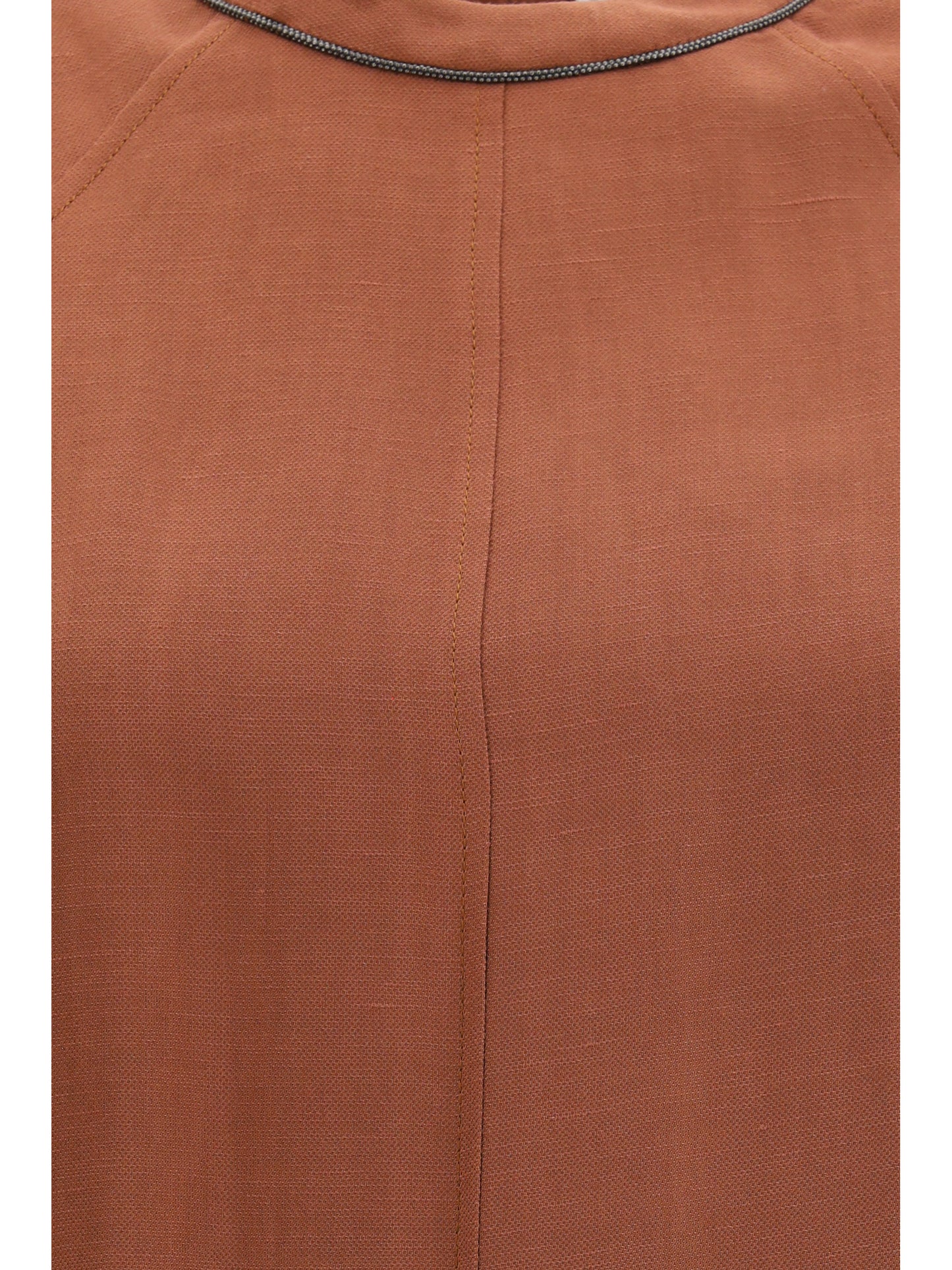 Brunello Cucinelli Midi linen Dress - Fire Brick