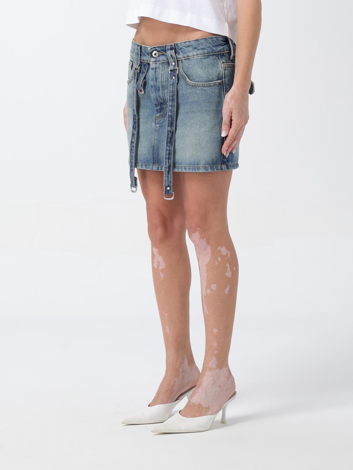 Off White Skirt Woman Blue