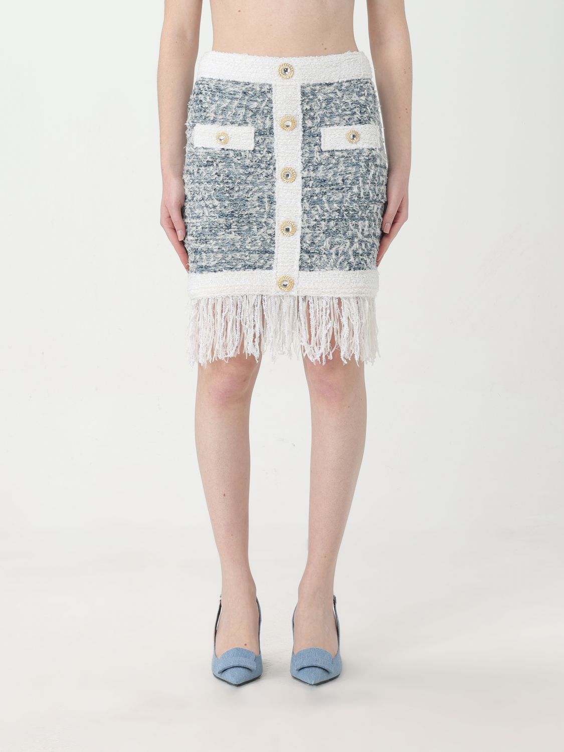 Balmain Skirt Woman Gnawed Blue