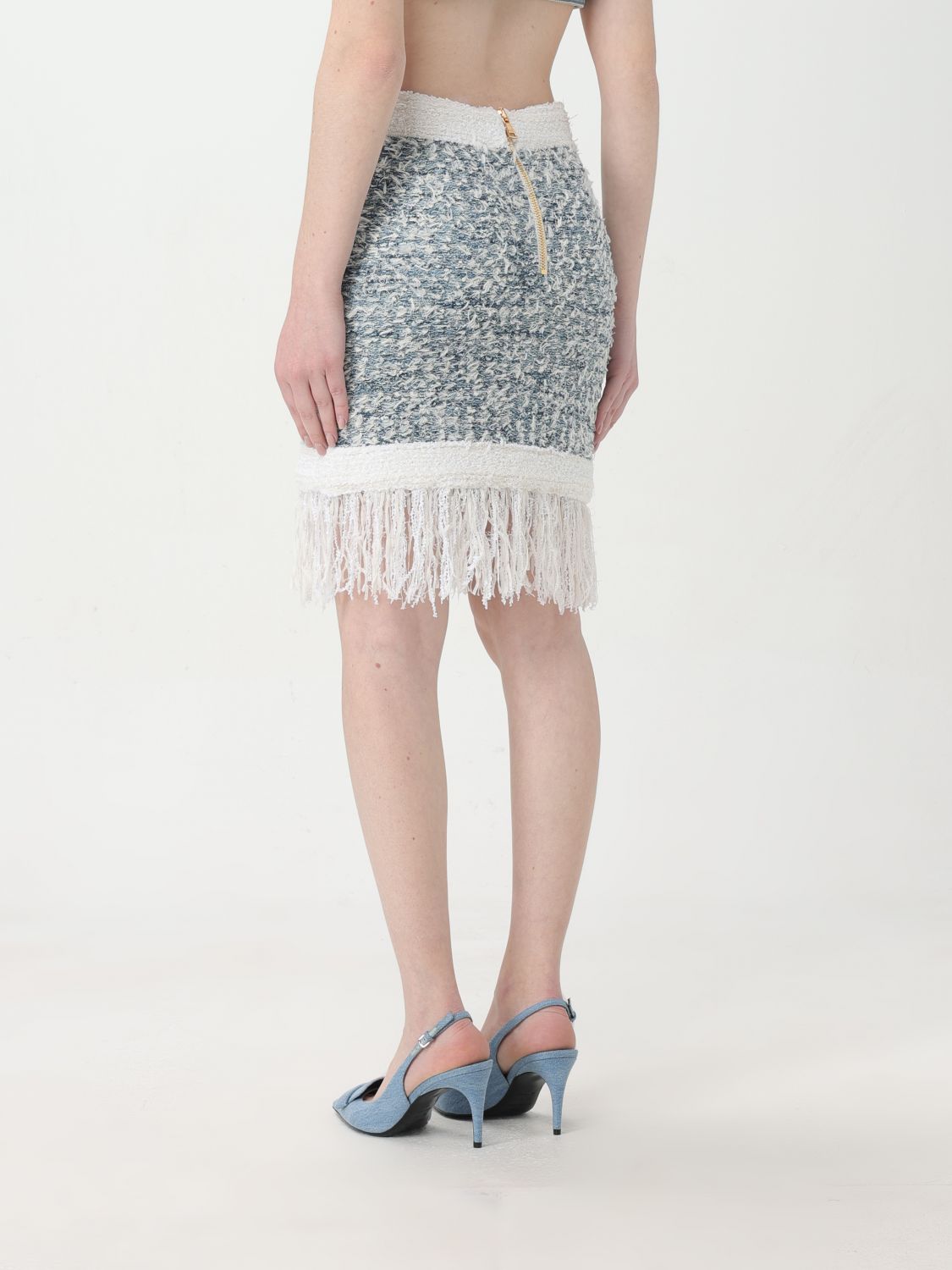 Balmain Skirt Woman Gnawed Blue