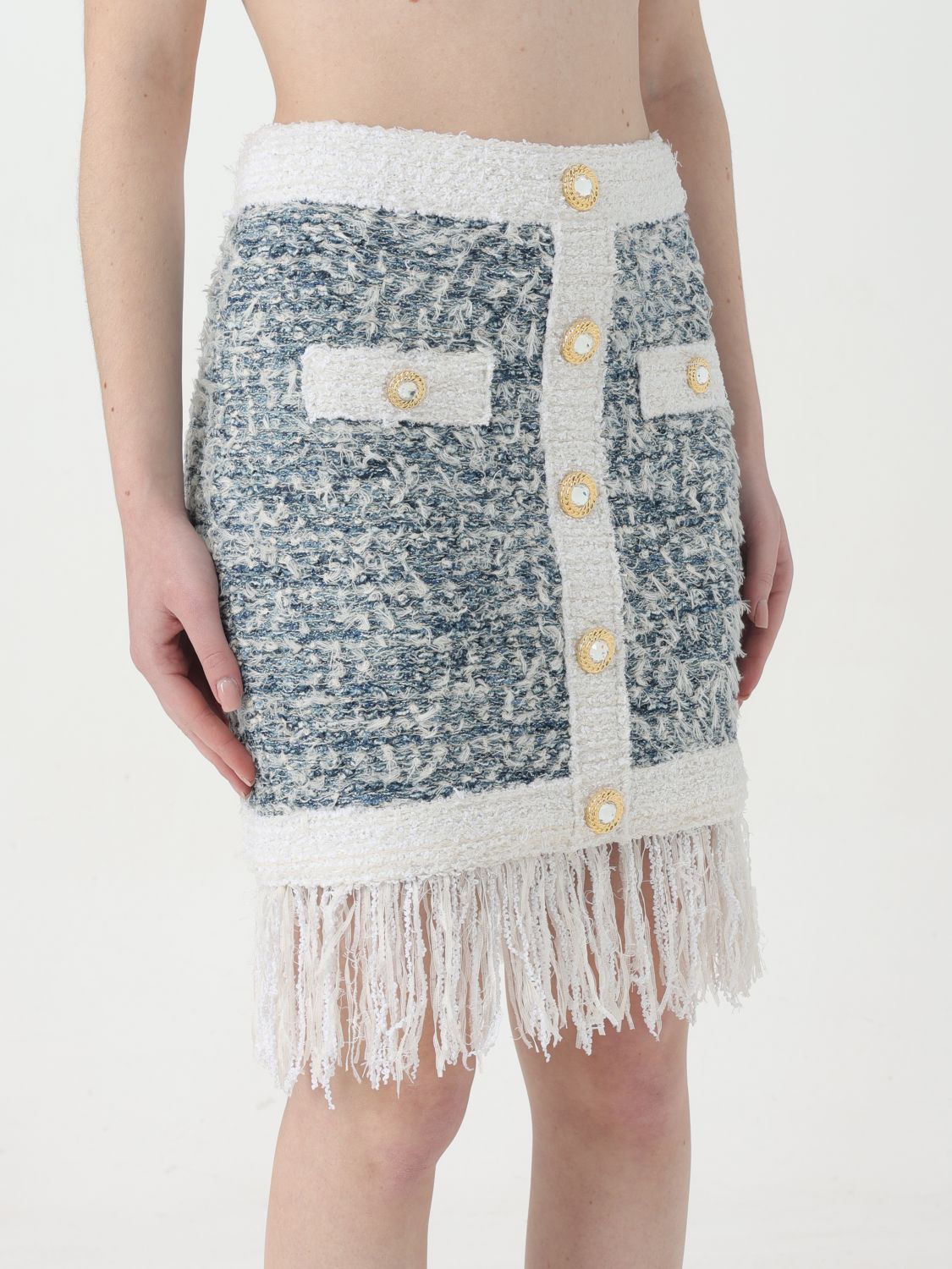 Balmain Skirt Woman Gnawed Blue