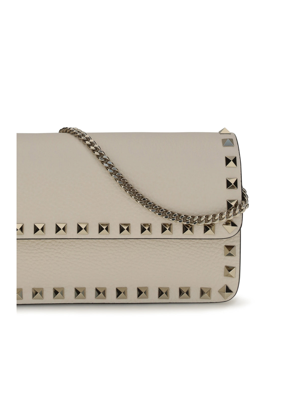 Valentino Garavani Rockstud Chain Wallet - Light Ivory
