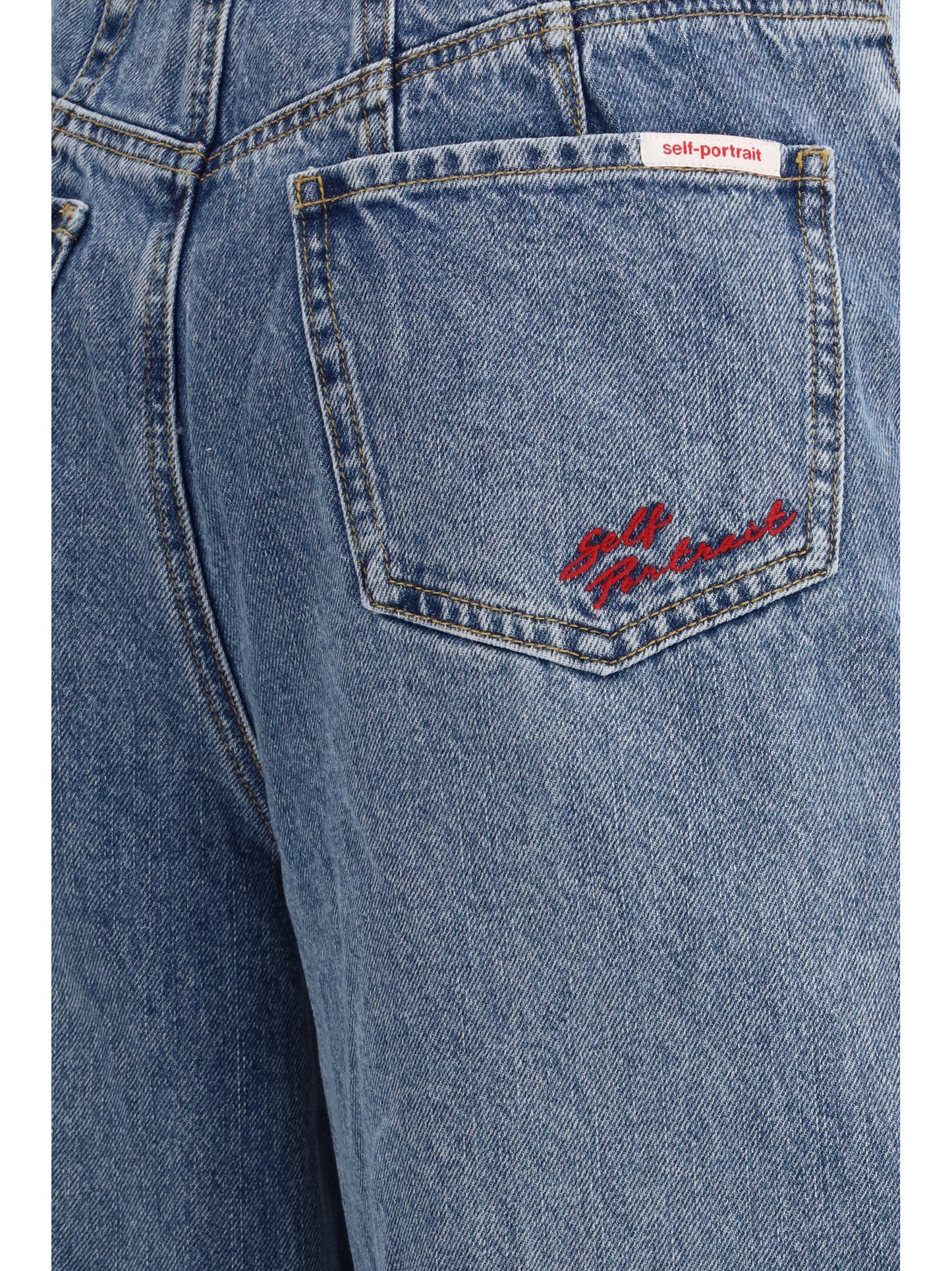 Self-Portrait Barrel Leg Jeans - Blue
