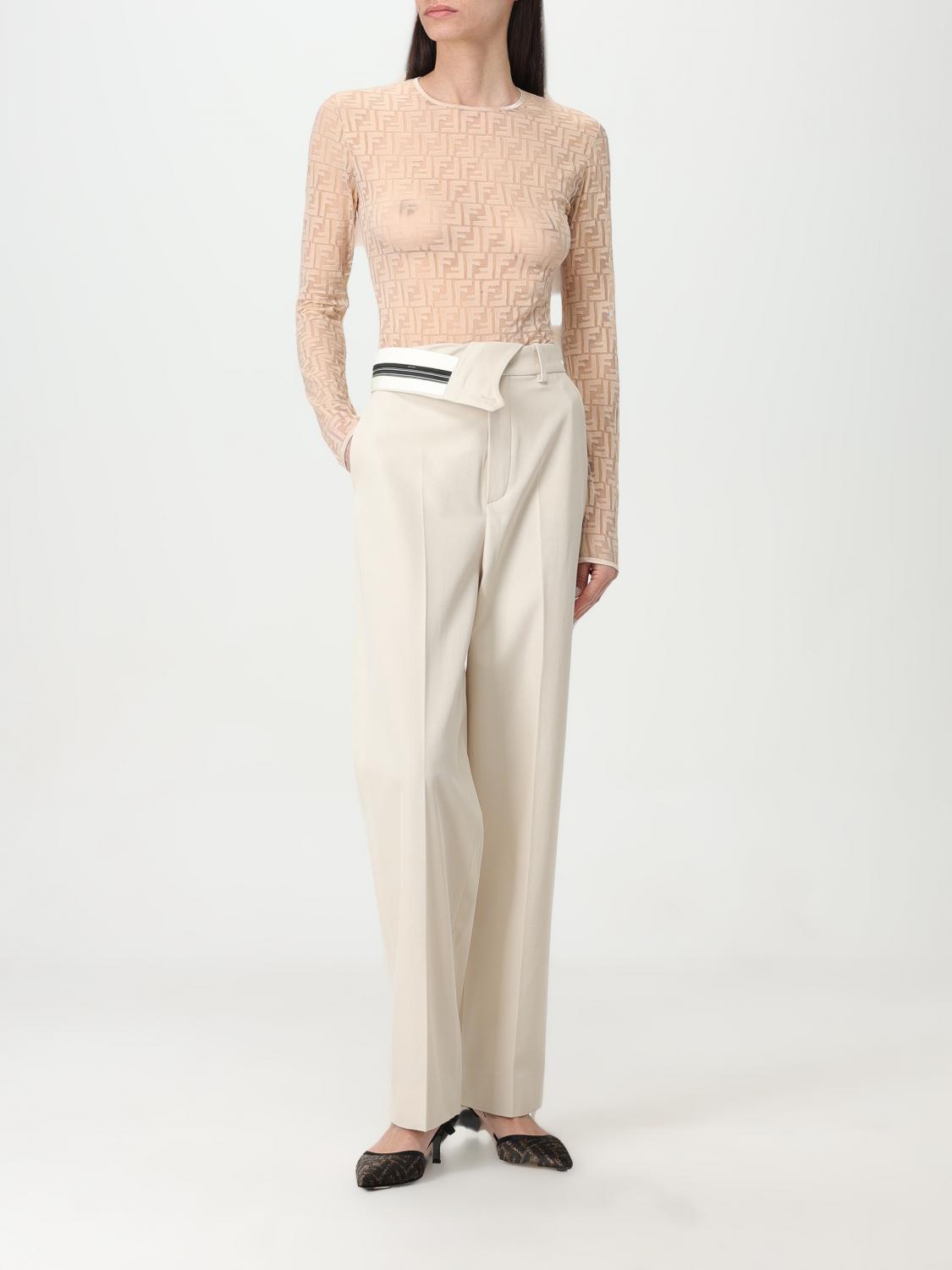 Fendi Pants Woman Beige