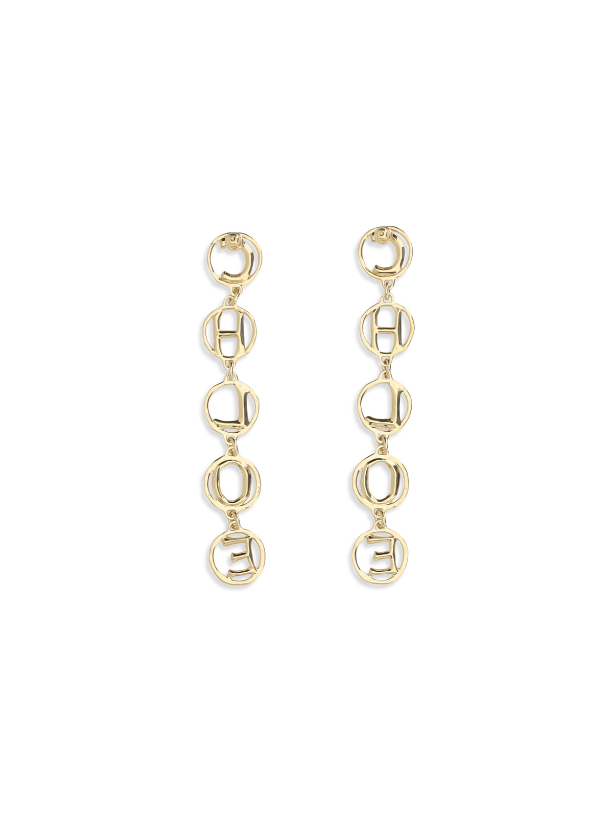 Chloé Script drop Earrings - Vintage Gold